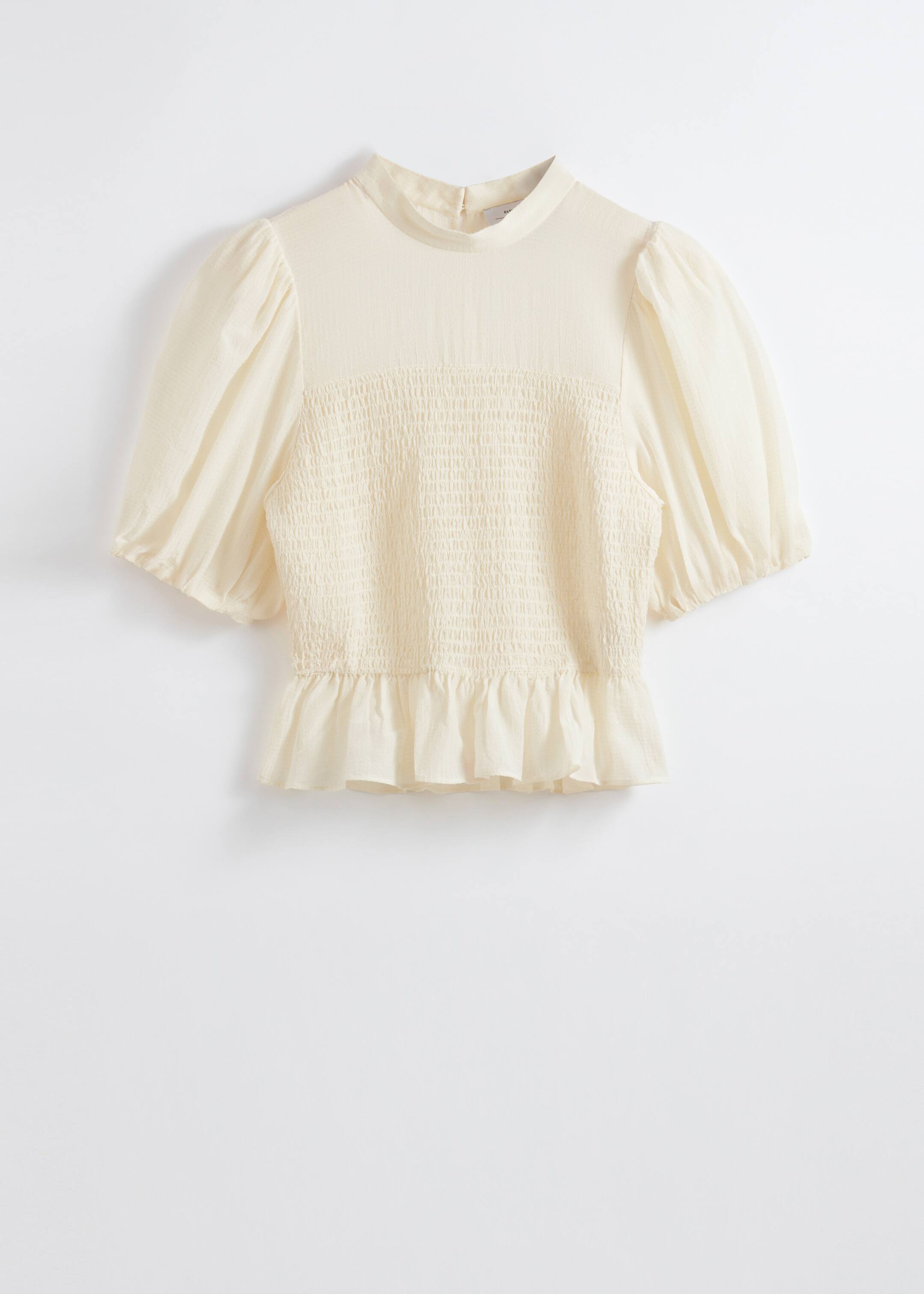 Größeres Bild ansehen: Gesmokte Bluse mit Schößchen - Creme - Ladies | H&M DE 1