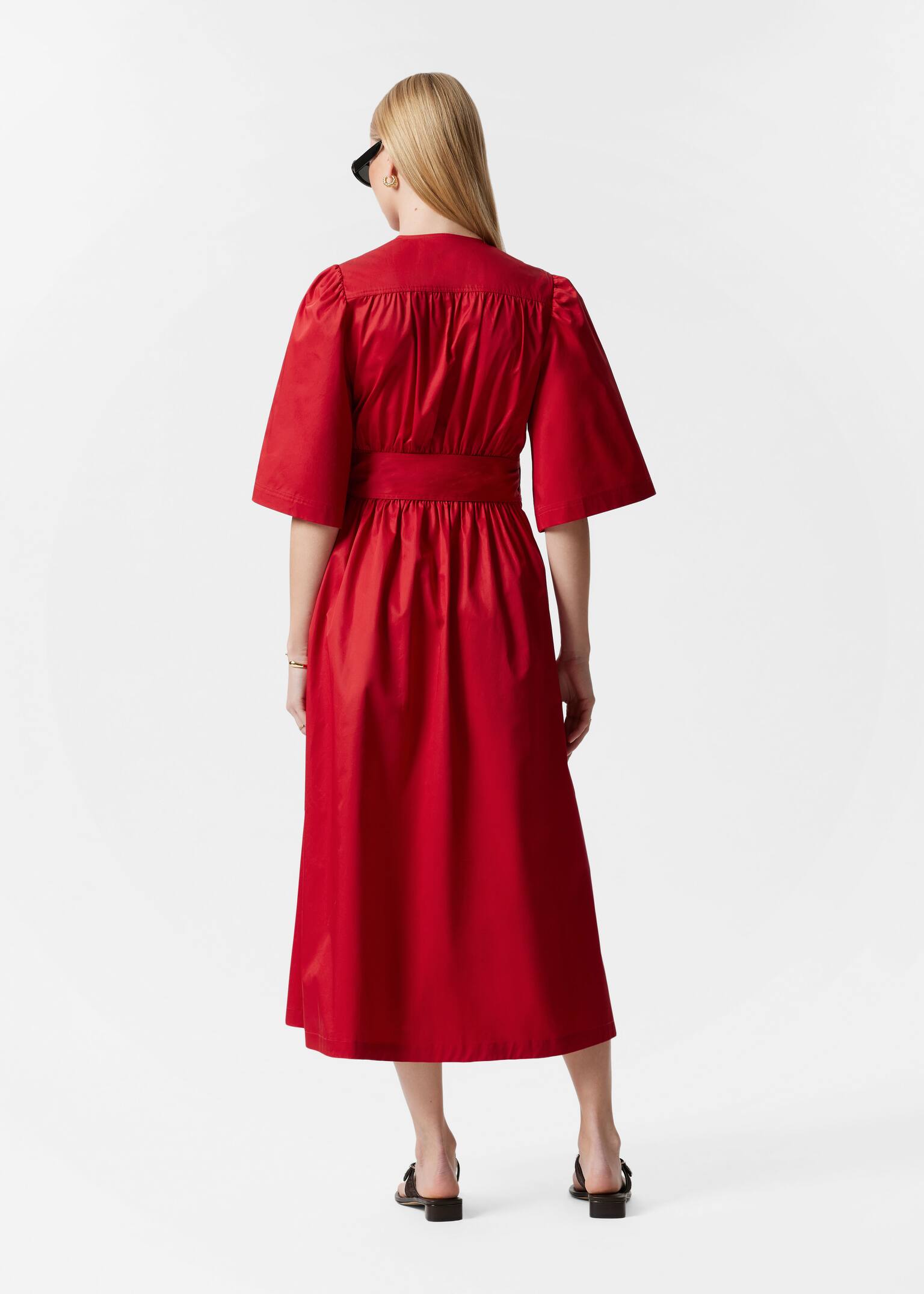 Abito midi a portafoglio - Rosso - 4