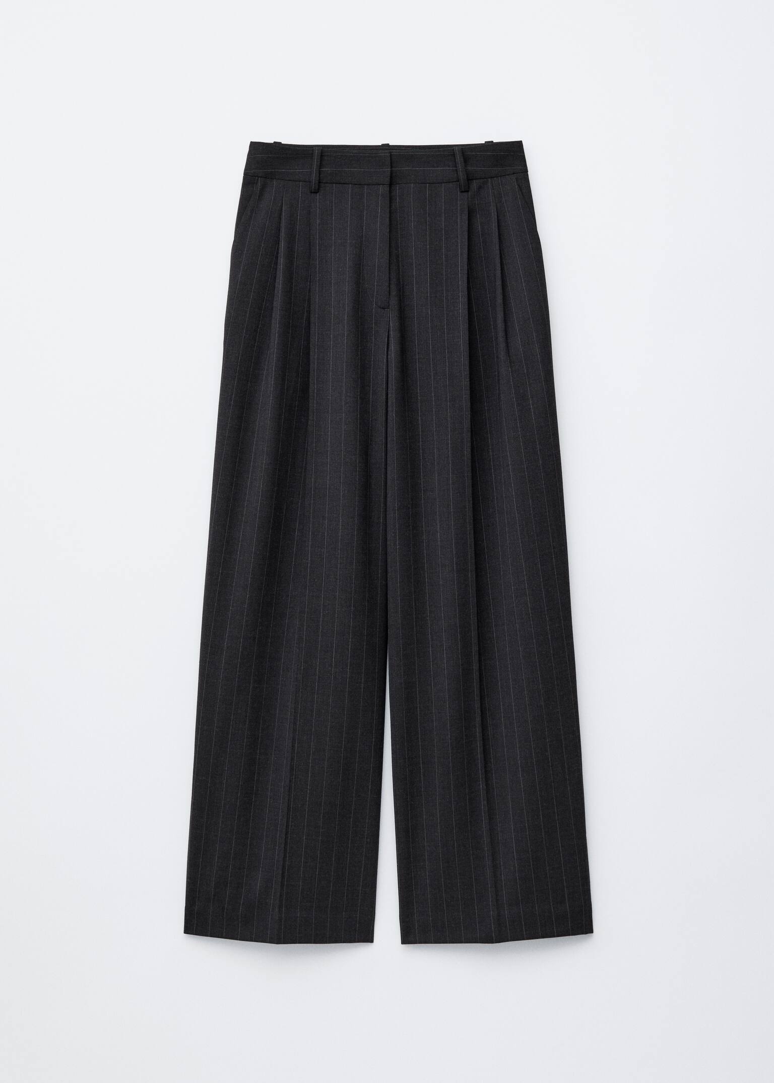 Tailored Wool Trousers - Donkergrijze krijtstreep