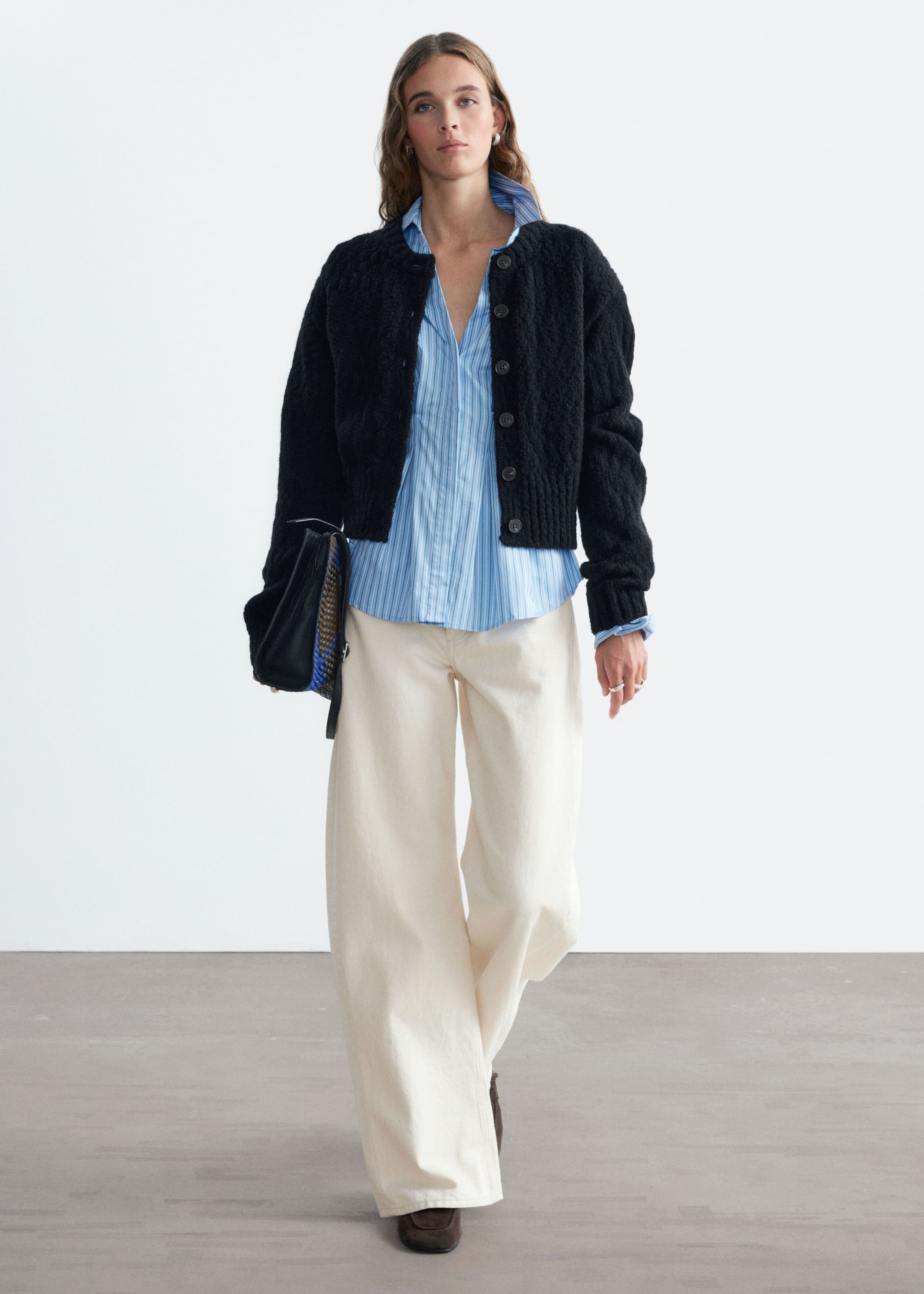 Wool-Cotton Cardigan - Olive - Lookbook