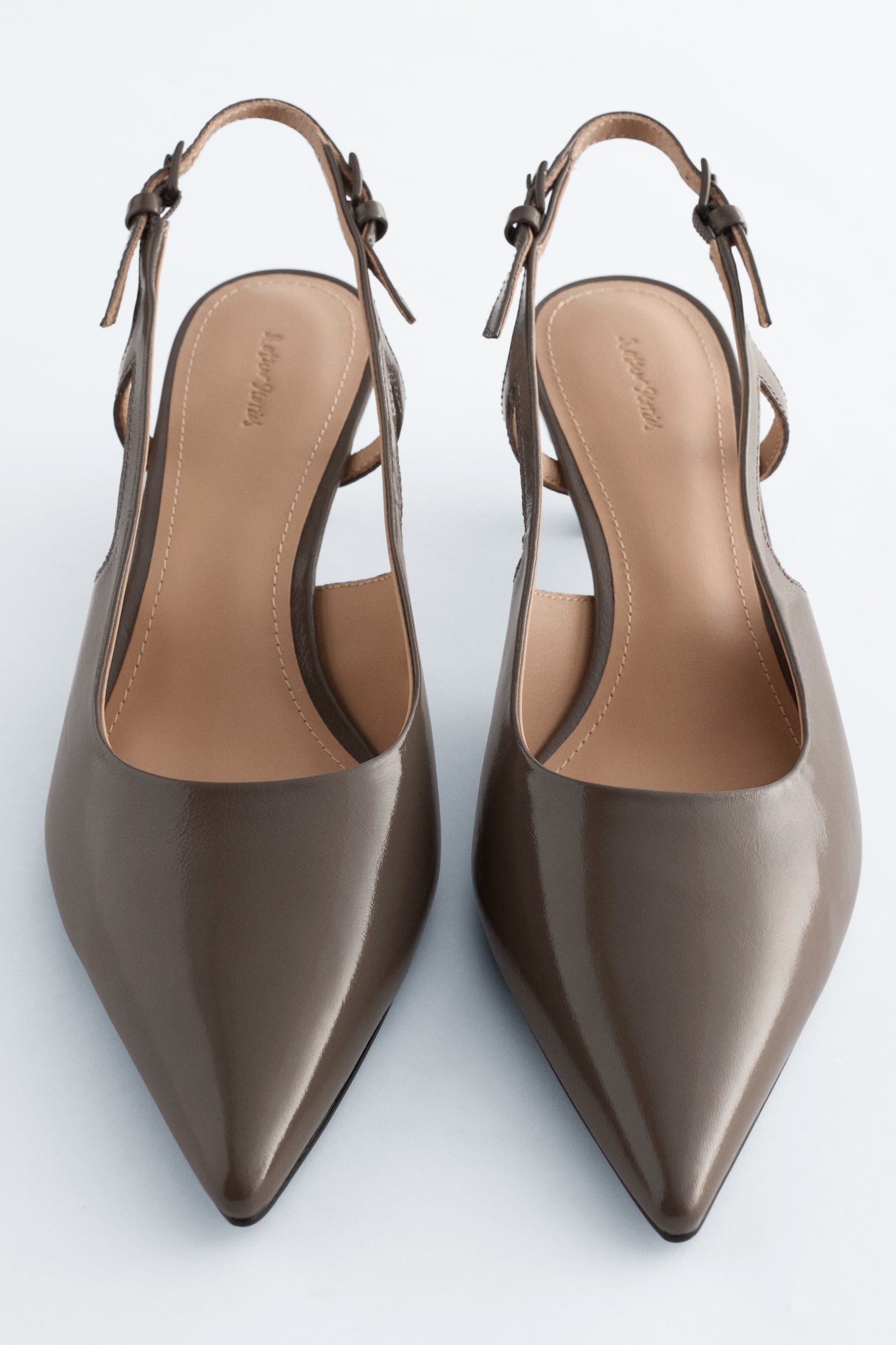 Slingback-pumps i laklæder - Mørkegrå/Sort - 5