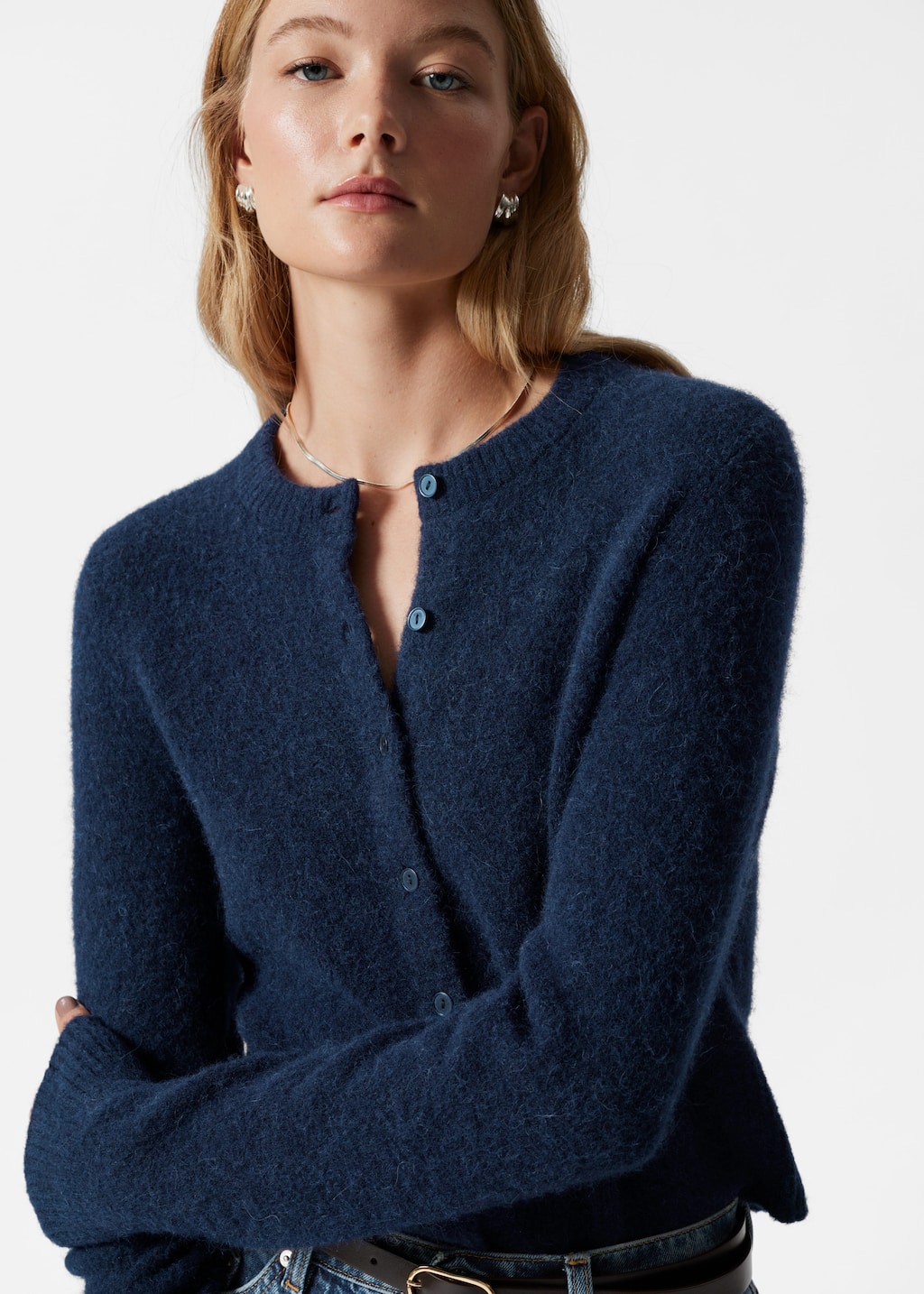 Image of Stickad cardigan i alpackablandning