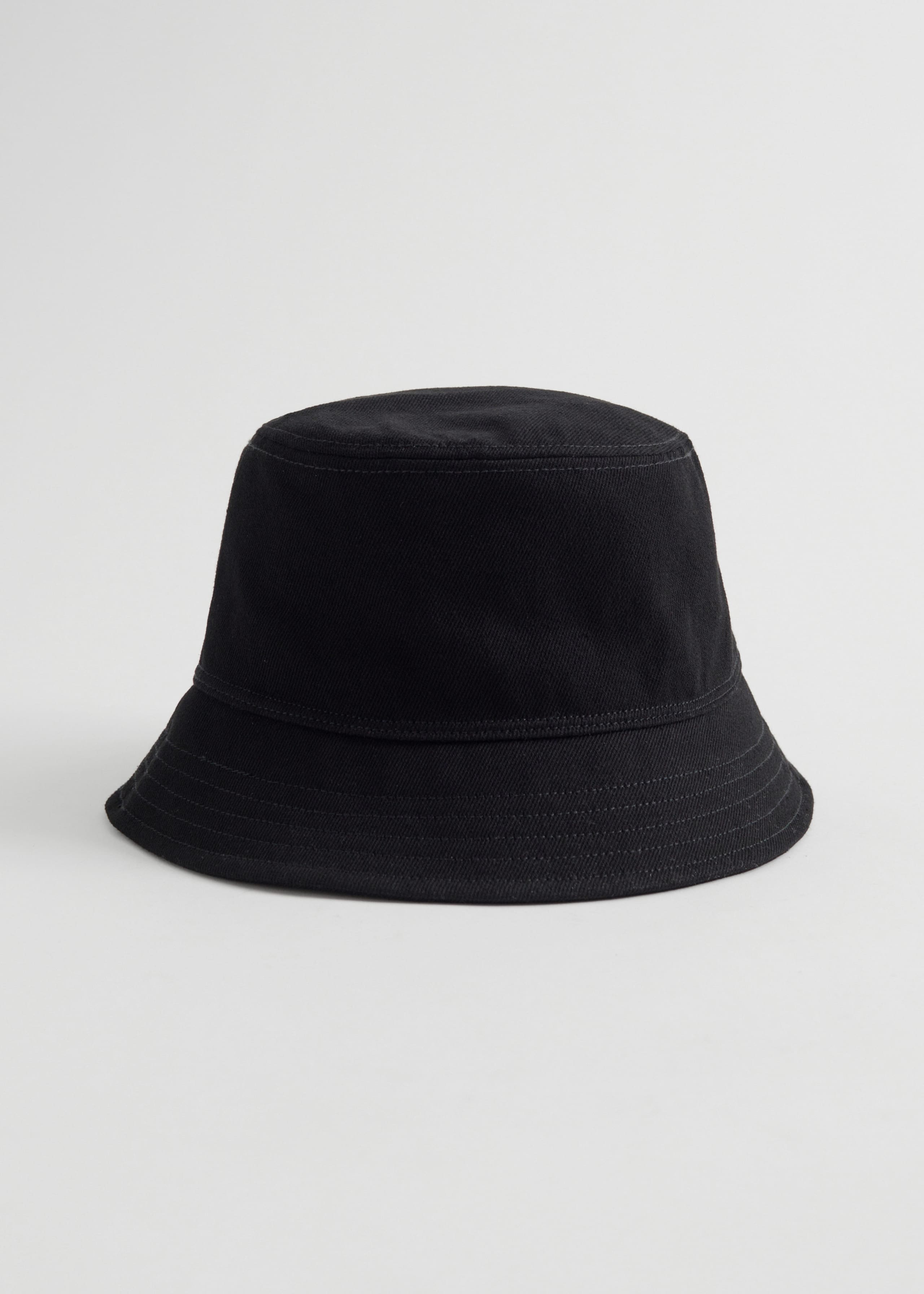 Topstitched Denim Bucket Hat - Black - Still Life