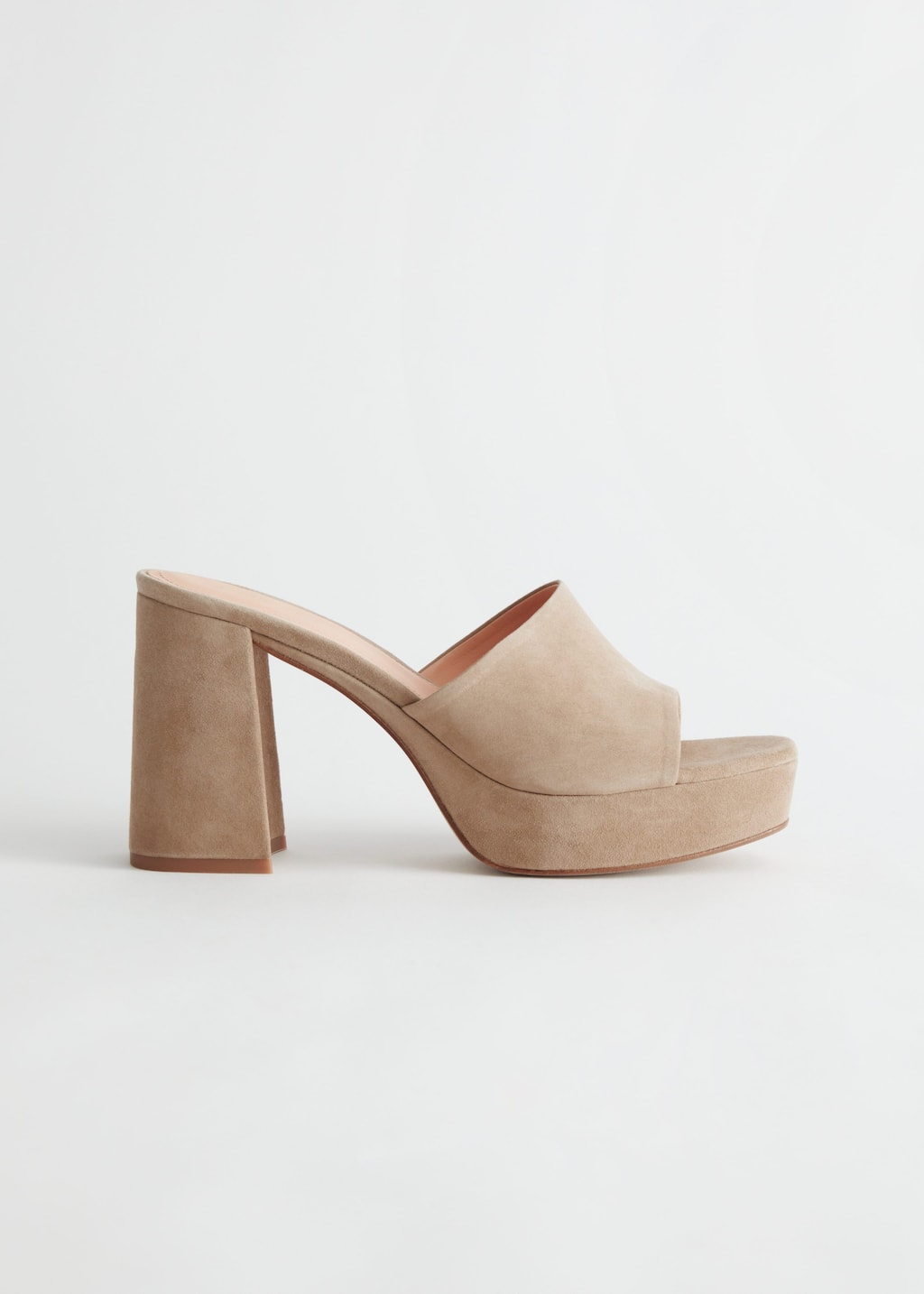 Suede Platform Mule Sandals - Beige - Natura morta