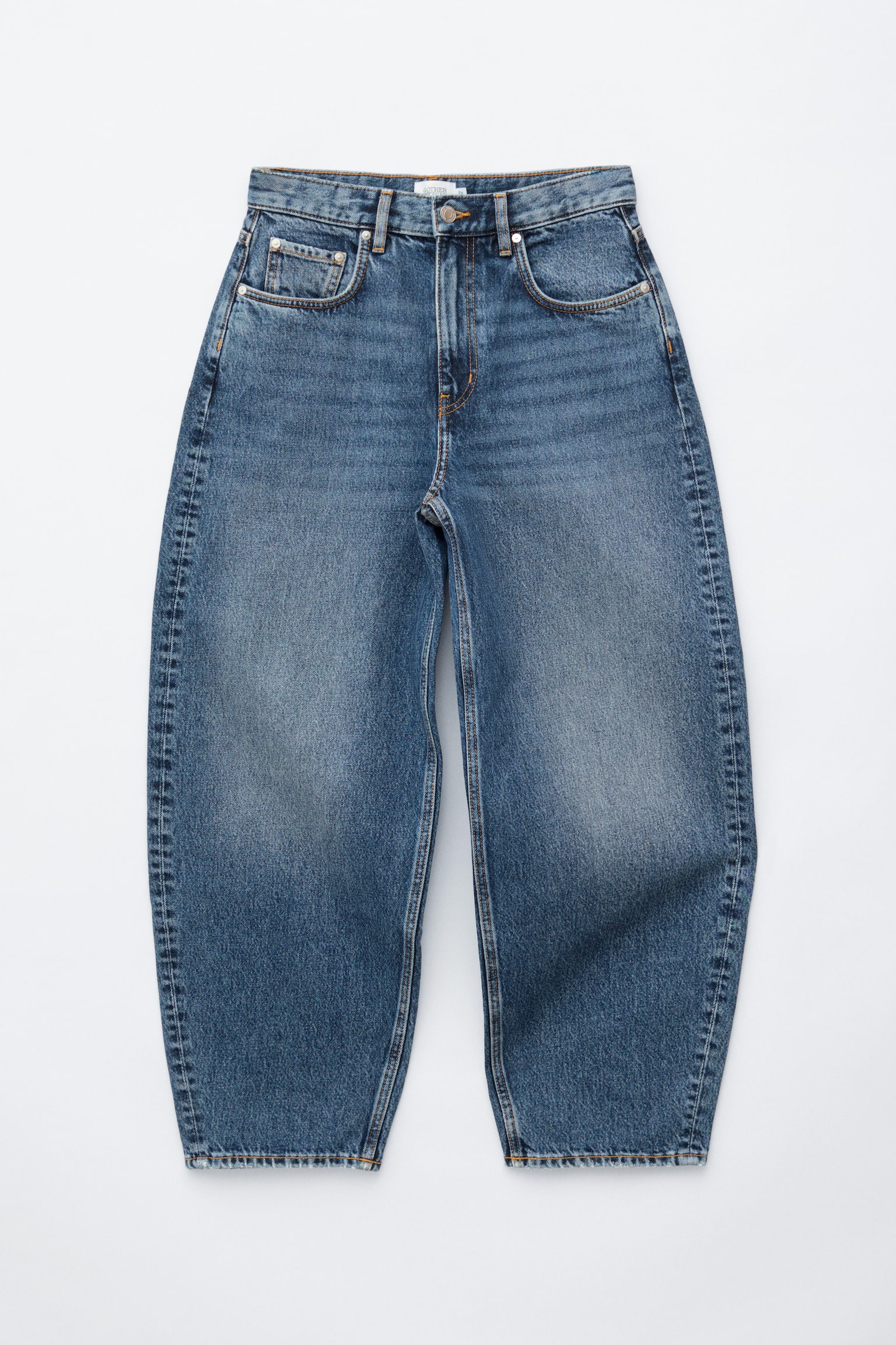 Barrel-Leg Ankle Jeans - כחול משופשף - 1