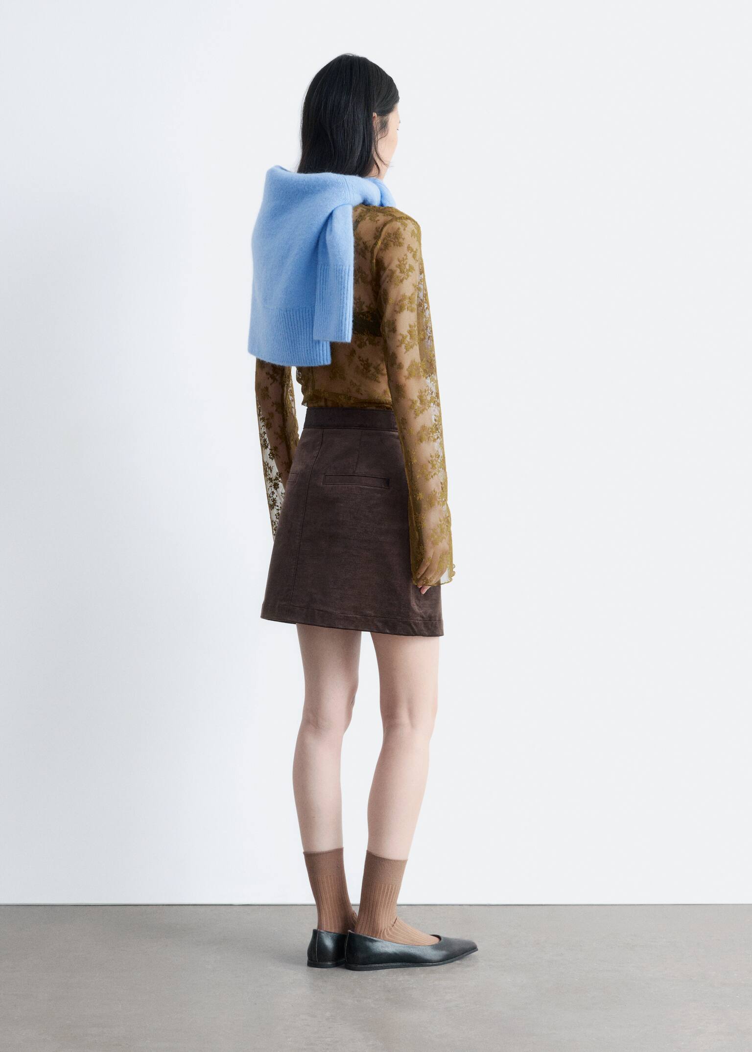 Minirock aus Samt - Dunkelbraun - 6