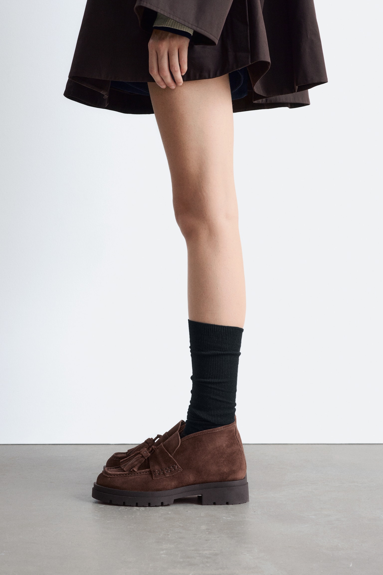 Ankellange loafers med kvaster - Brun - 1