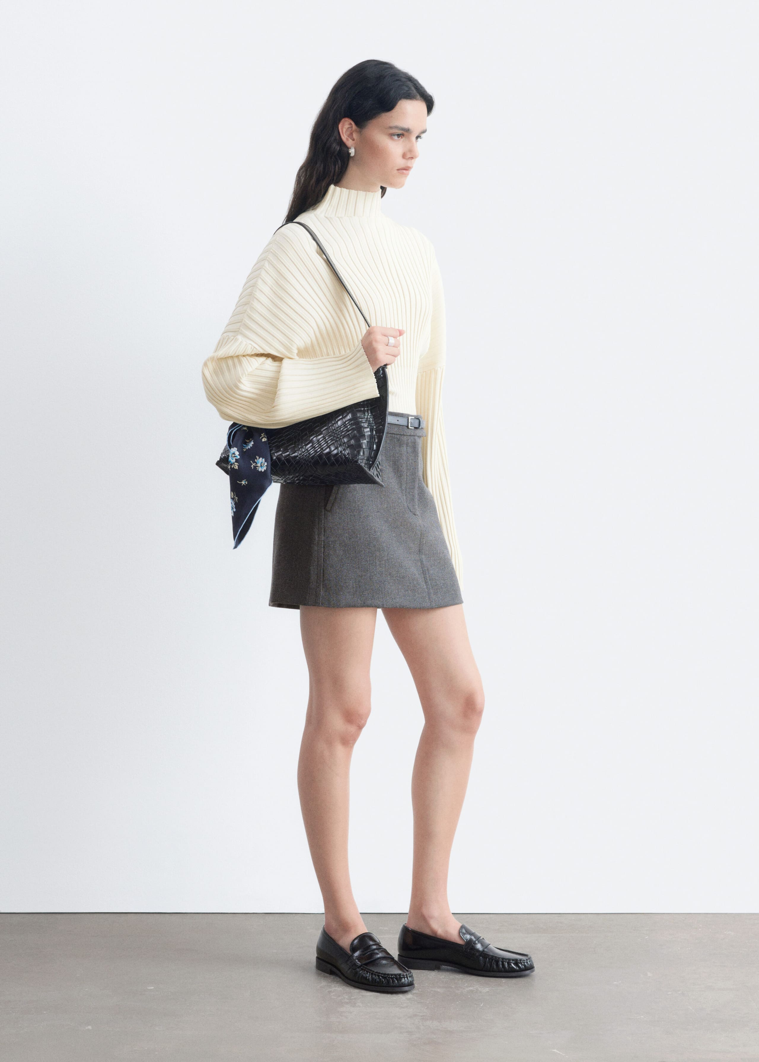 Ribbed Mock-Neck Jumper - White - Still Life