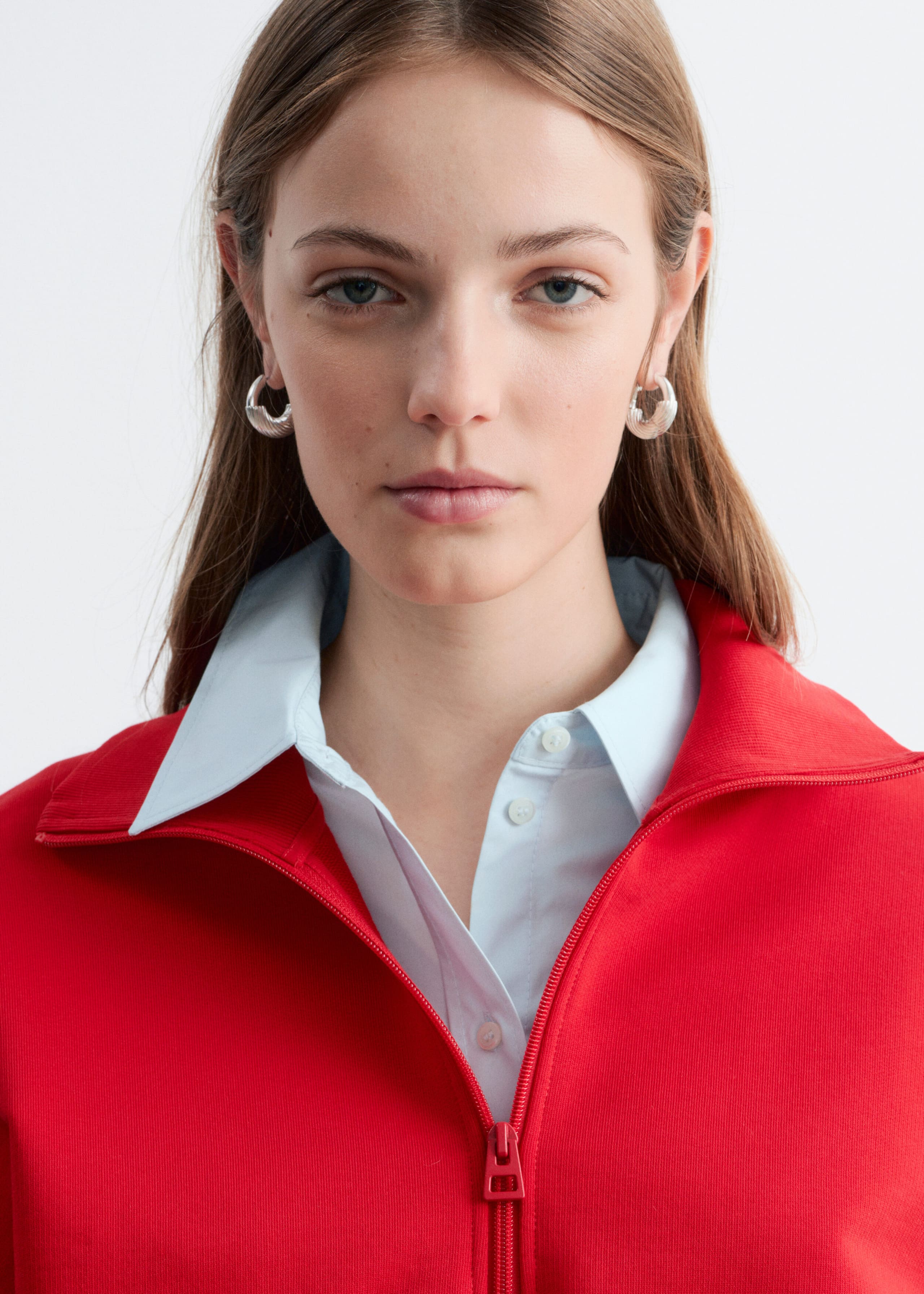 Image of Funnel-Neck Zip-Up Sweatshirt
