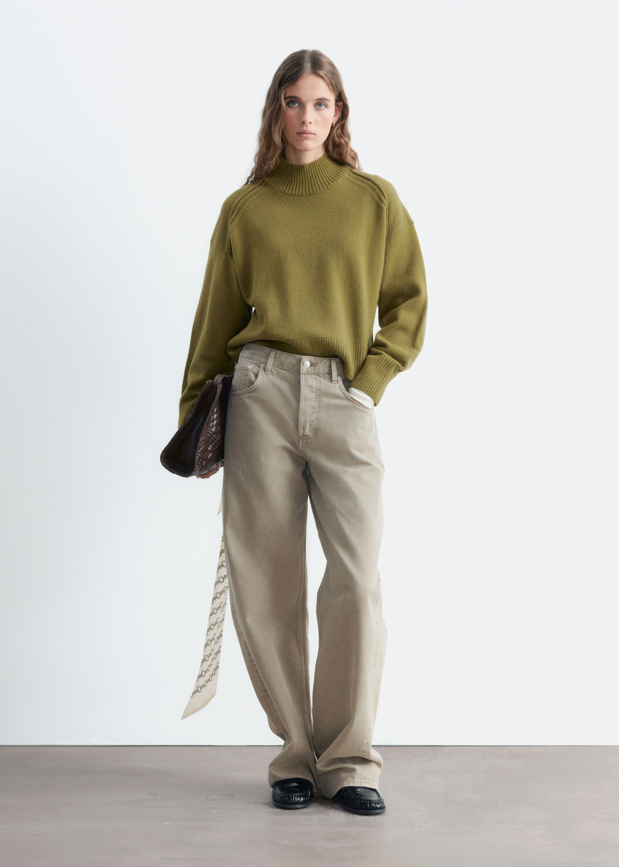 Mock-Neck Wool-Cotton Jumper - Black - Lookbook