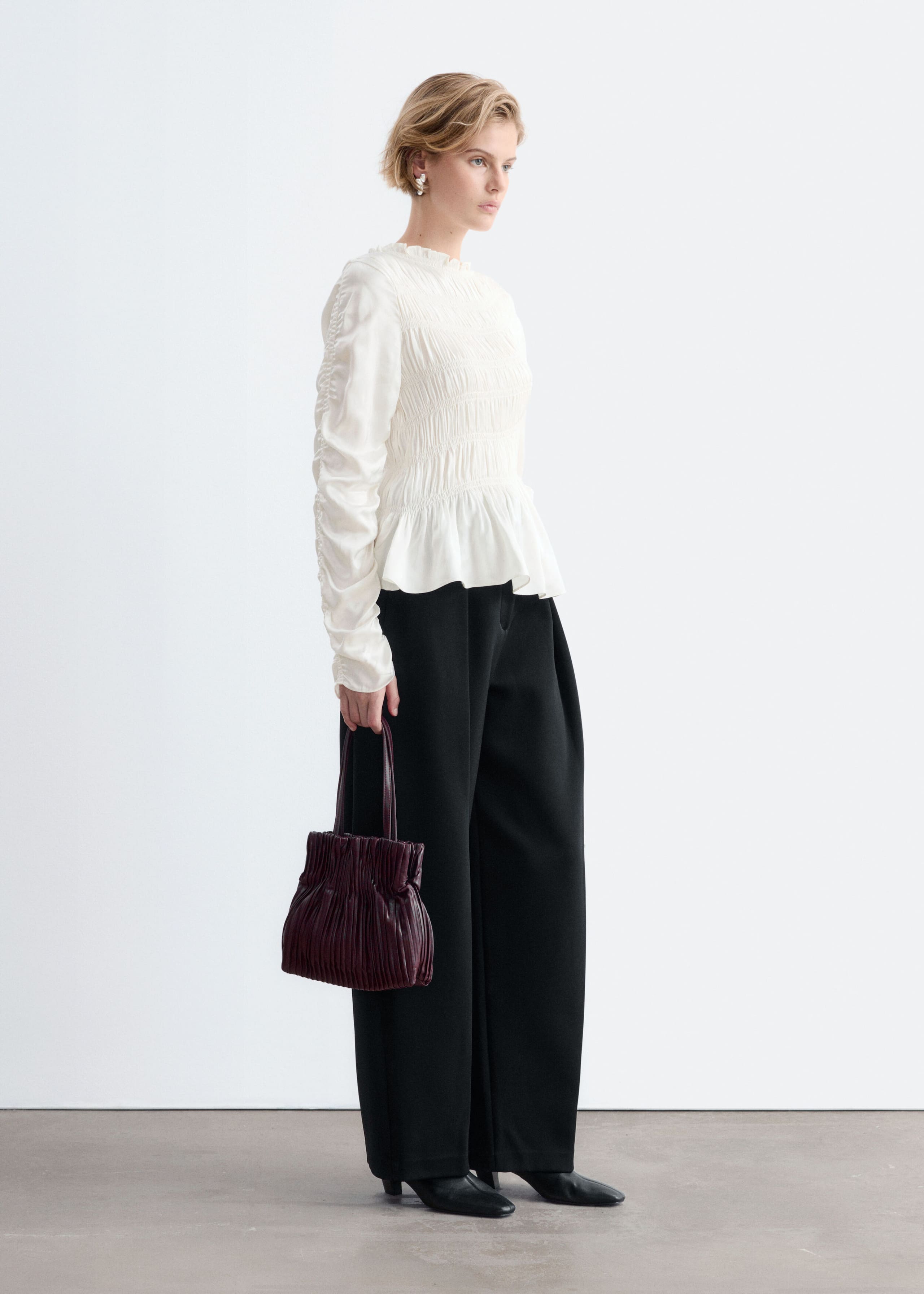 Smocked Blouse - White - Lookbook