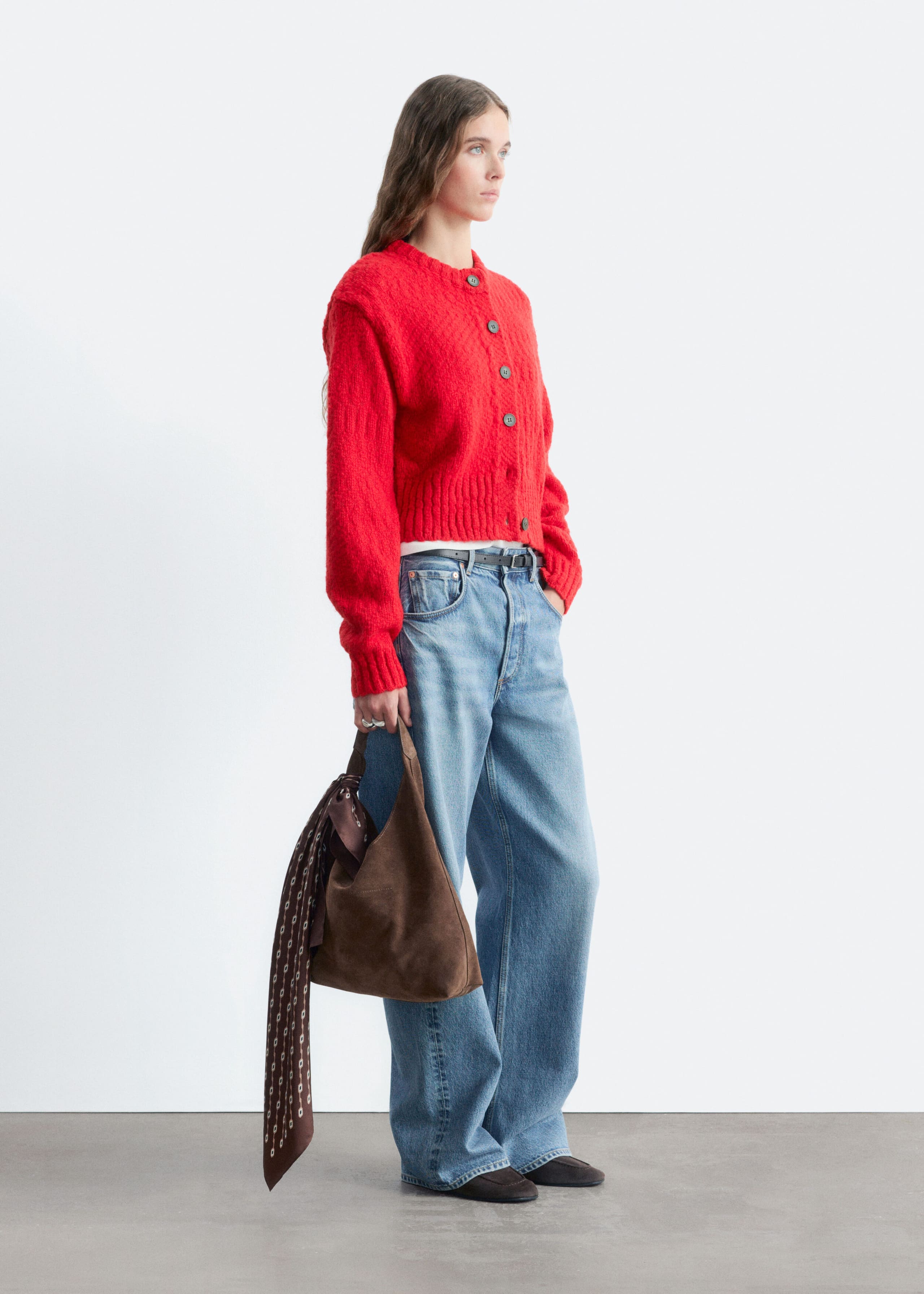 Wool-Cotton Cardigan - Olive - Lookbook