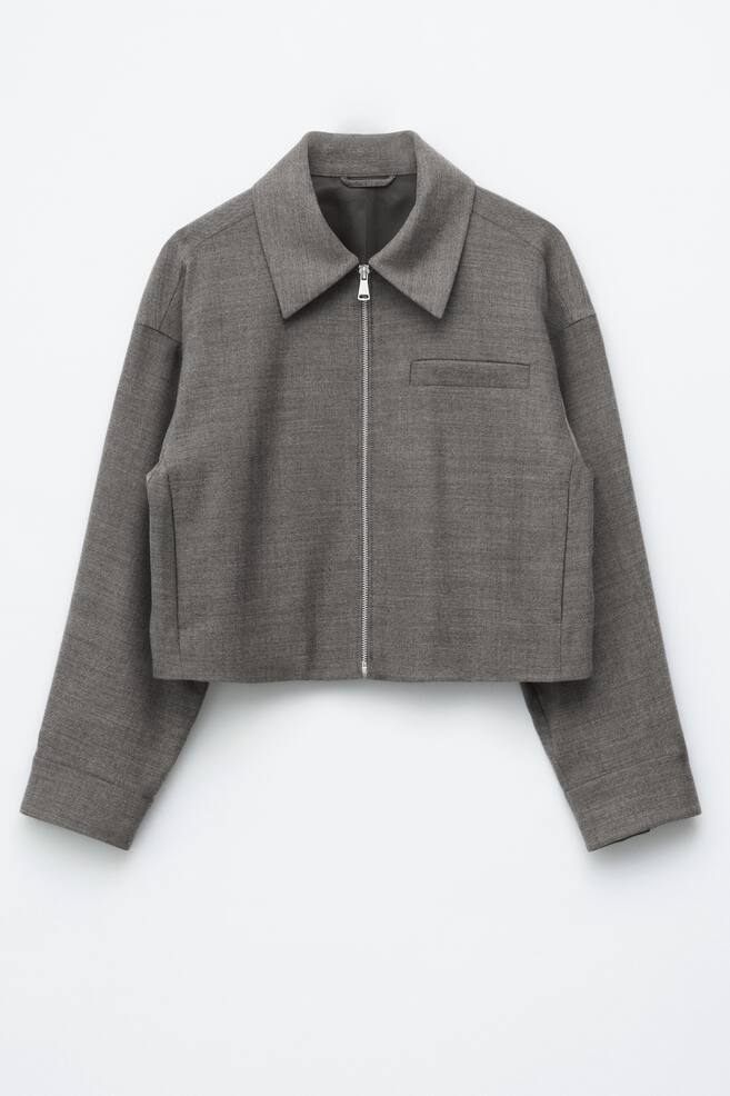 Short Wool Jacket - Dark Grey - 1
