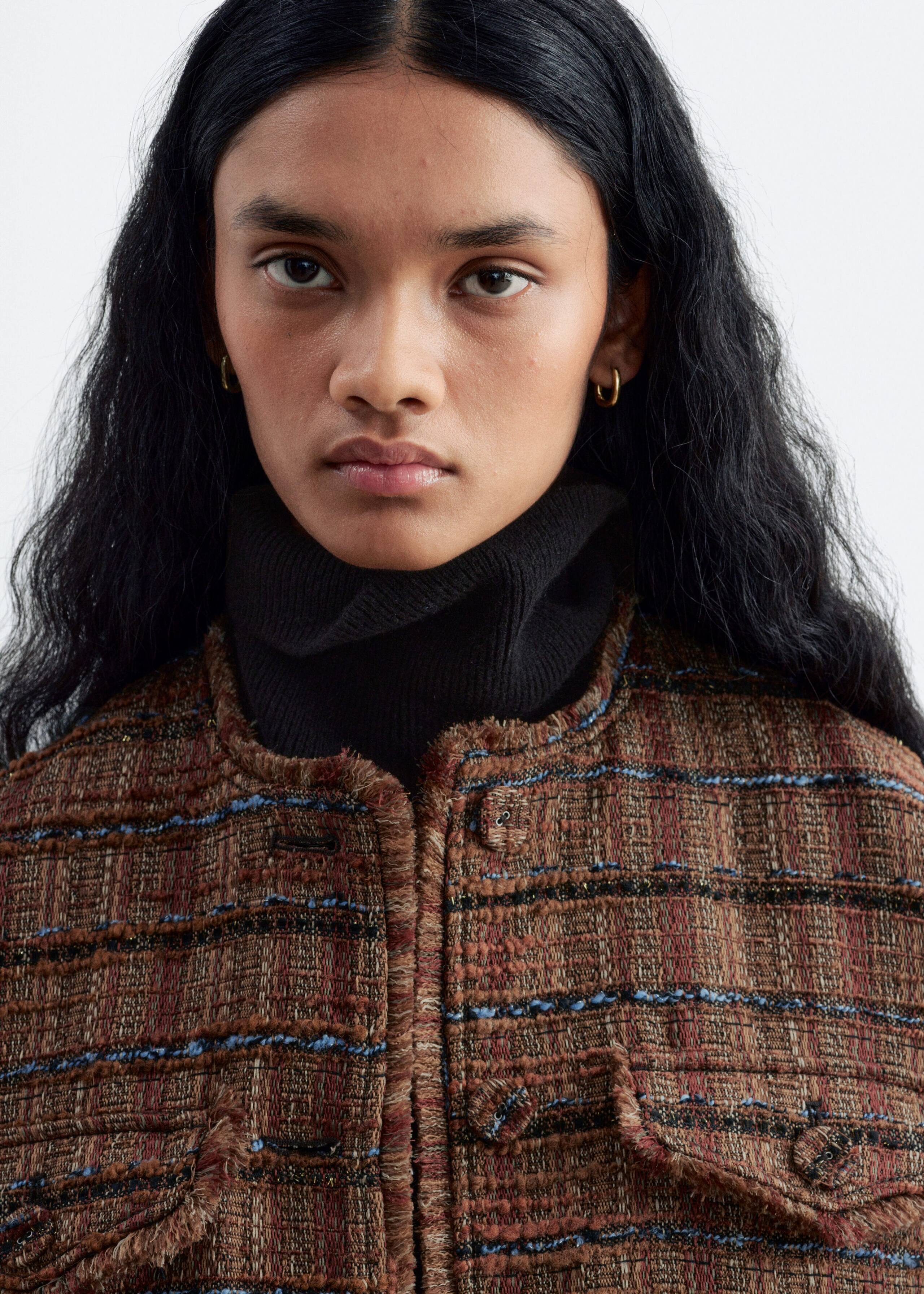 Raw-Edge Tweed Jacket - Brown/Checked - Lookbook