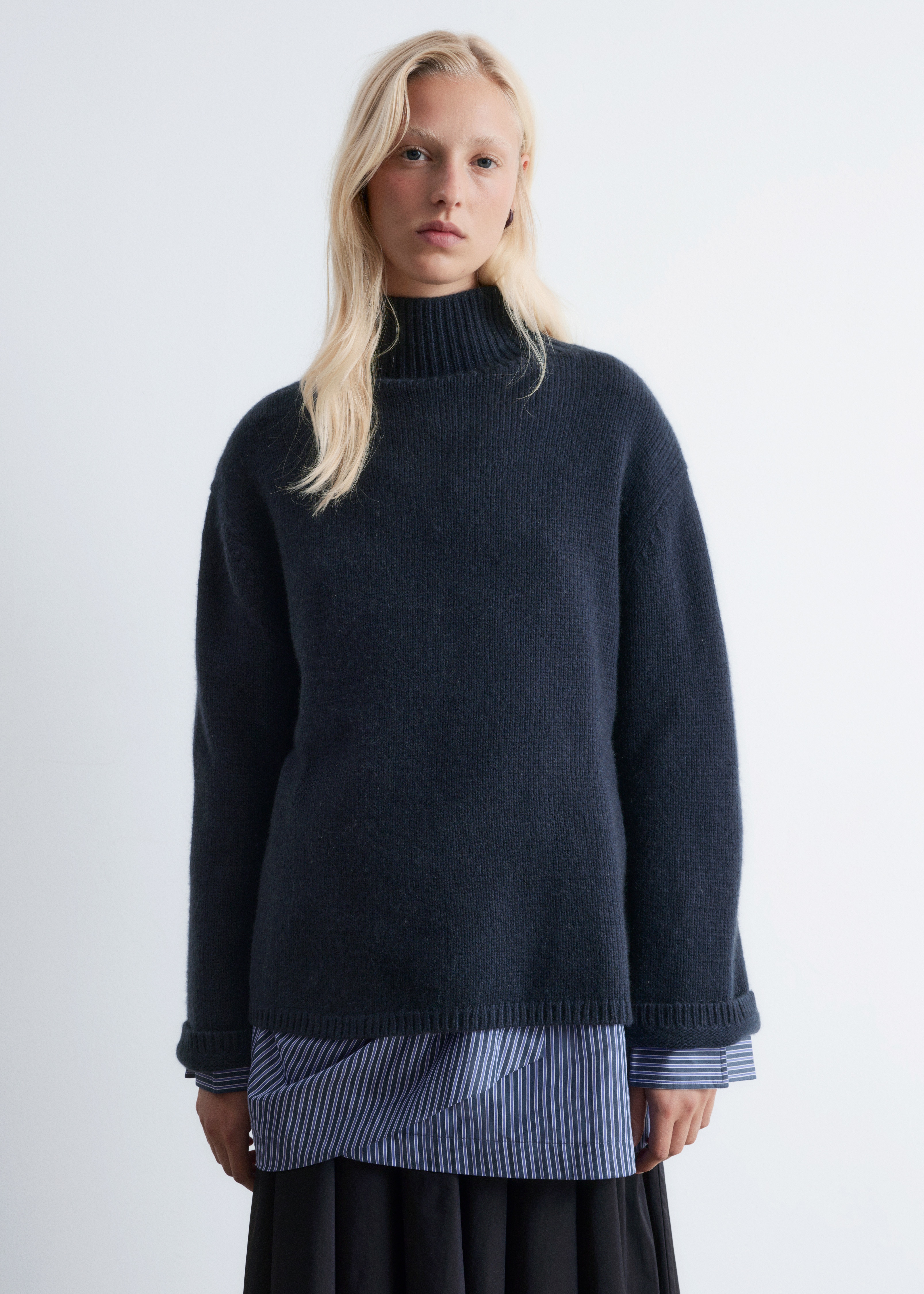 Cashmere-Blend Turtleneck Jumper - Navy