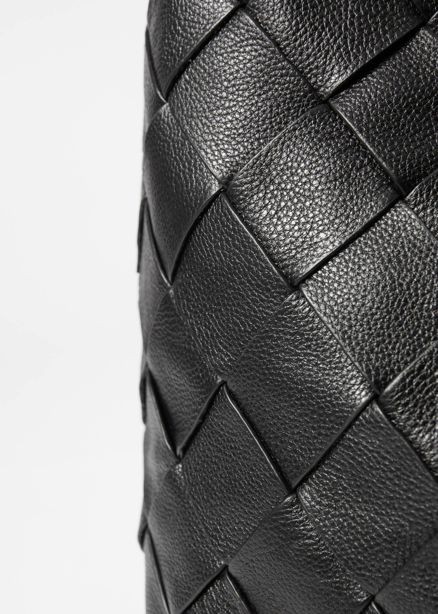 Pleciona skórzana torba - Czarny - 6
