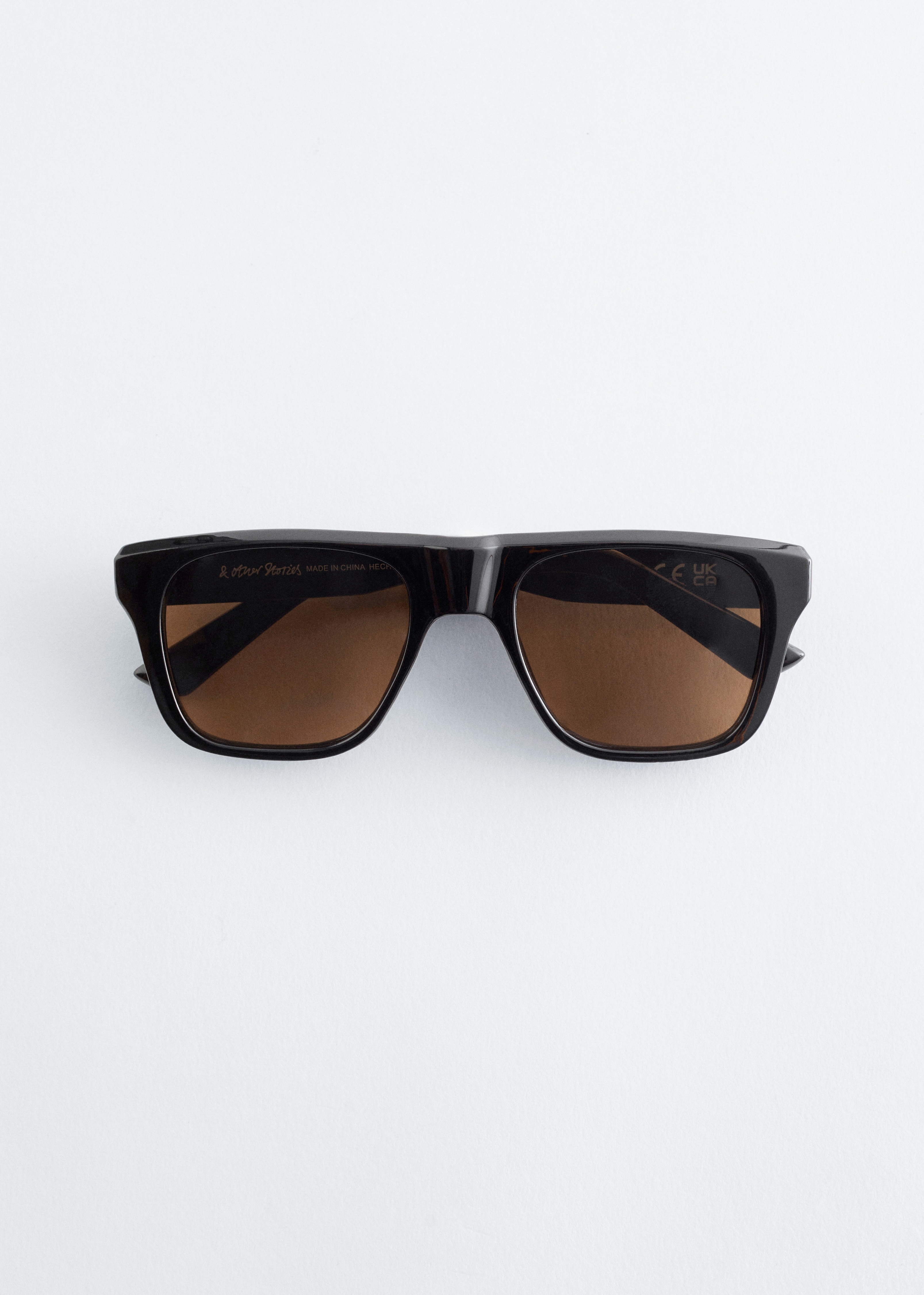 Sluneční brýle s hranatými obroučkami - Černá/Hnědá