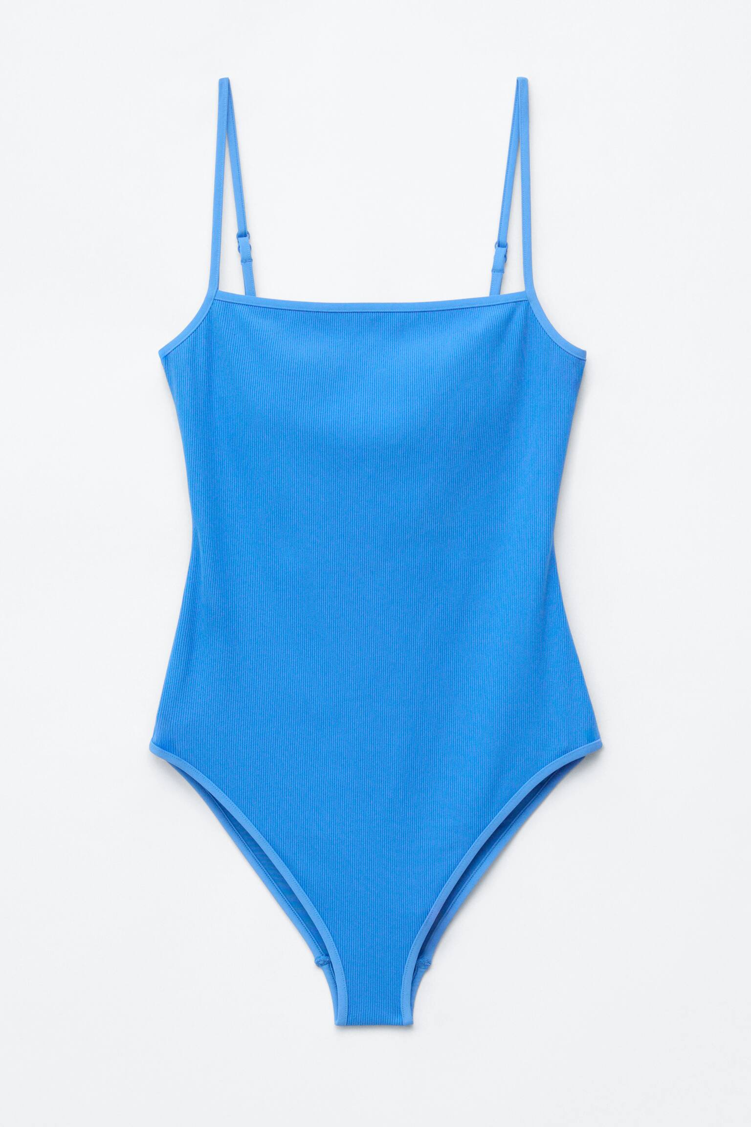 Badeanzug mit Kontrast-Details - Leuchtendes Blau - 2