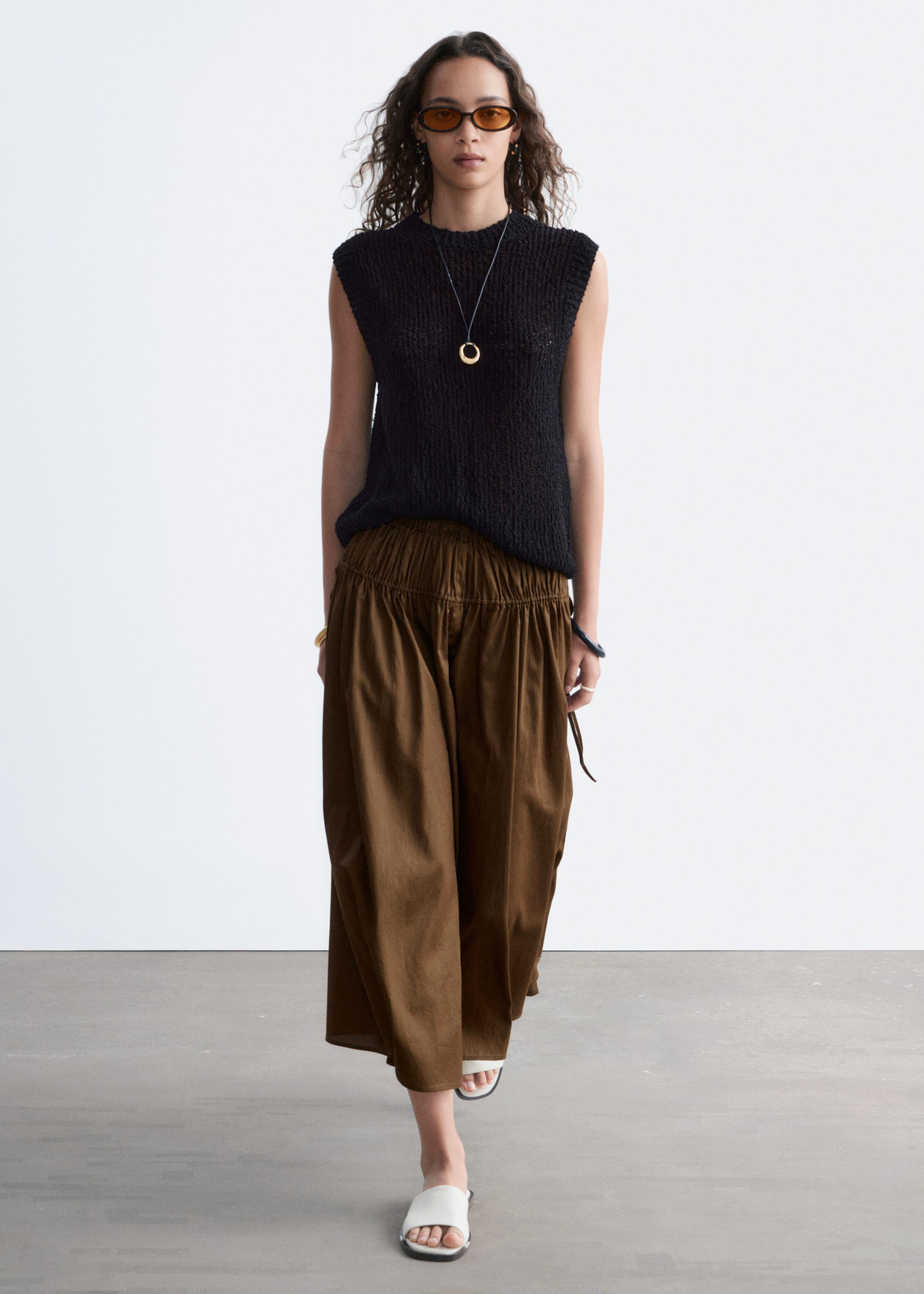 Silk-Cotton Vest Top - Black - Still Life