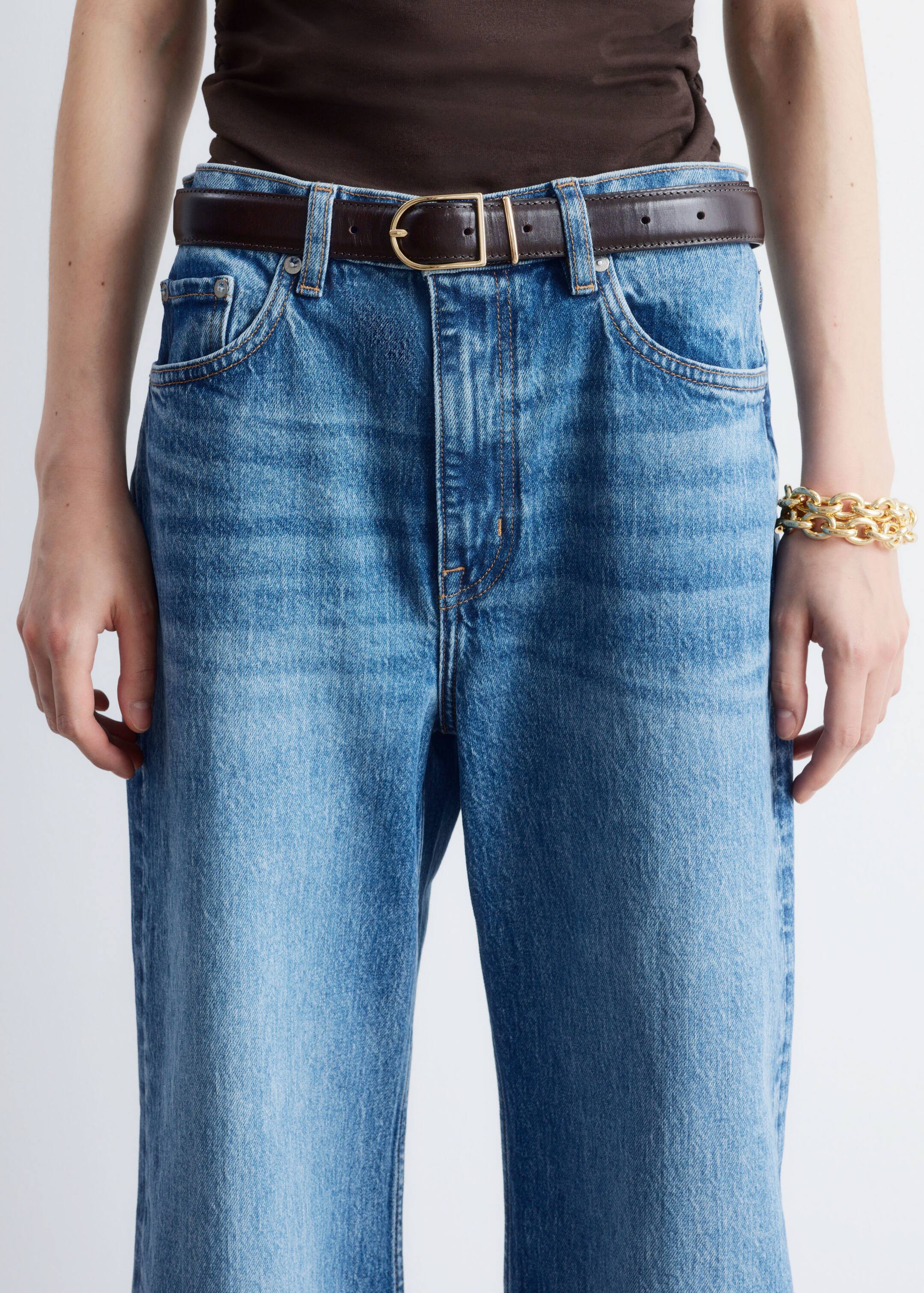 View larger image: Wide-Leg Jeans - Mid Blue Wash - Ladies | H&M GB 3