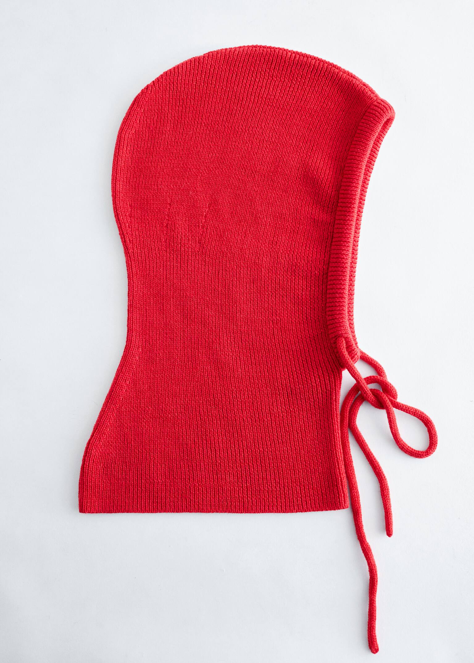 Oversized balaklava i ull - Red/Cream/Svart