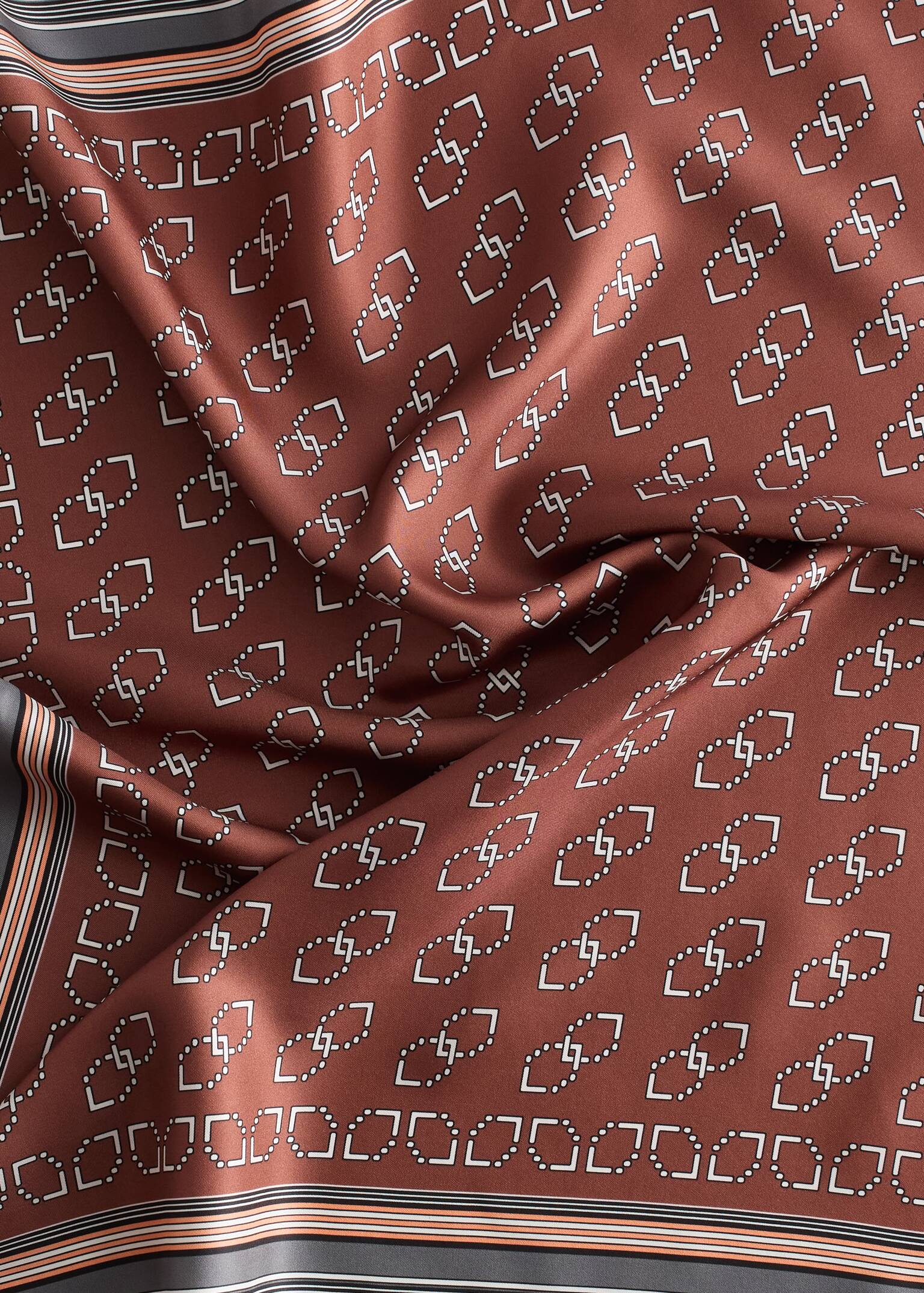 Foulard en soie à imprimé graphique - Brun/Motif graphique/Vert clair/Motif graphique - 3