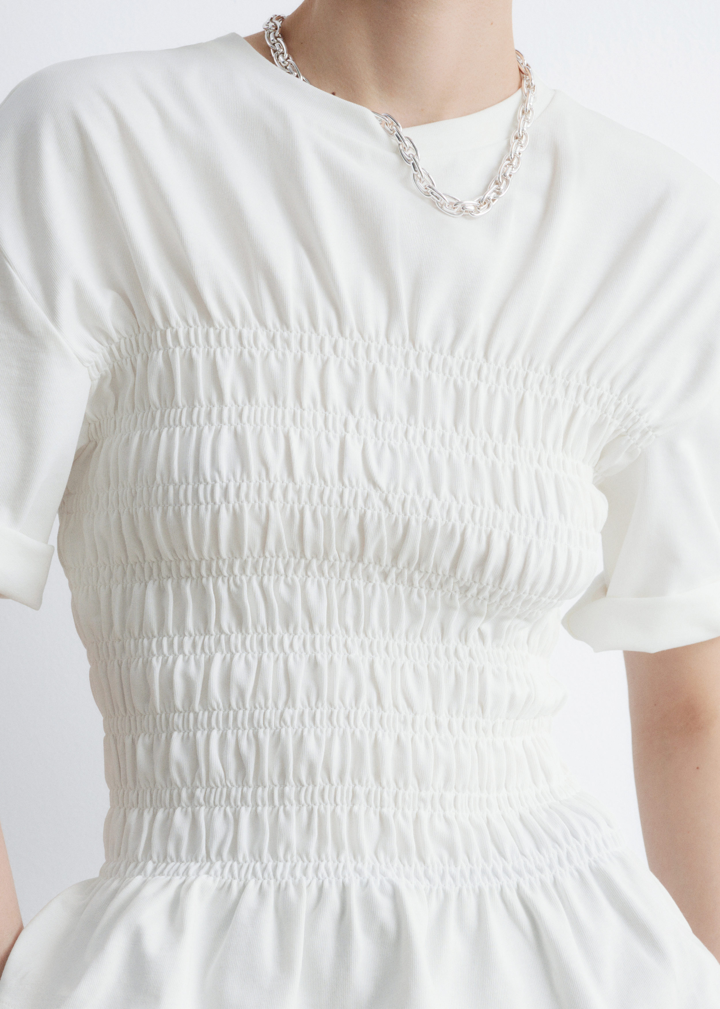 Smocked Crewneck Top