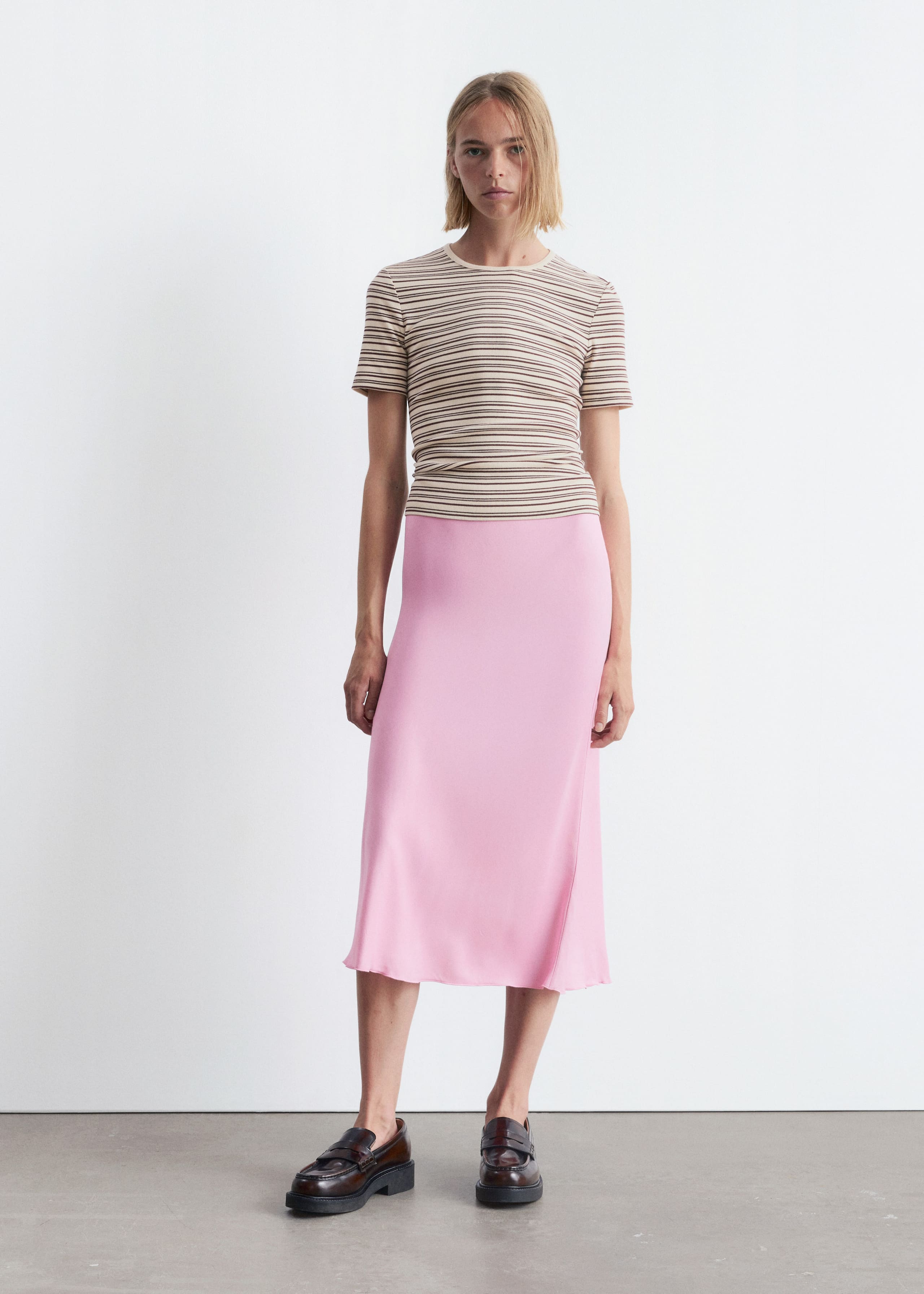 Image of Satin Midi Skirt