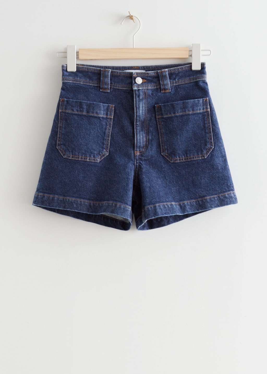 PatchPocketDenimShorts - Mid Blue - Bodegón