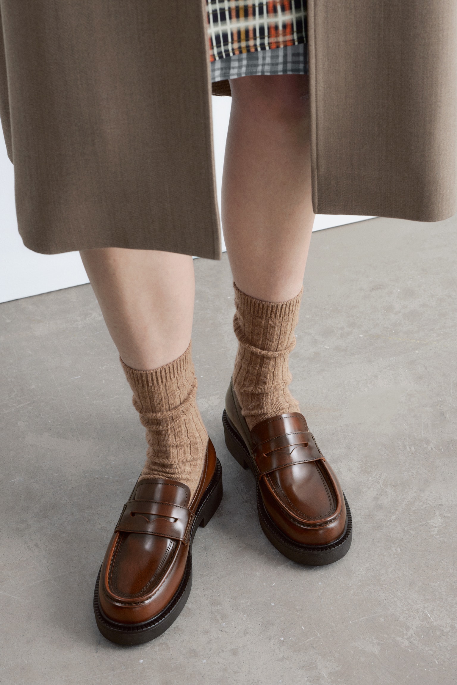 Leren loafers met dikke zool - Bruin/Zwart/Donkerbruin - 4