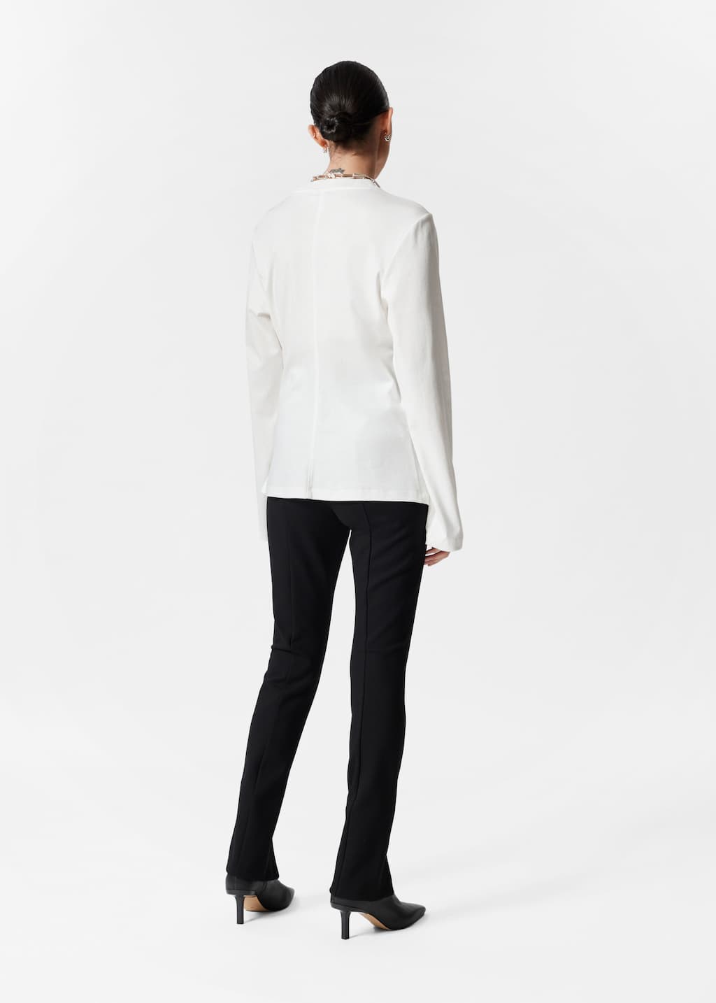 Haut froncé à manches longues - Blanc - Lookbook