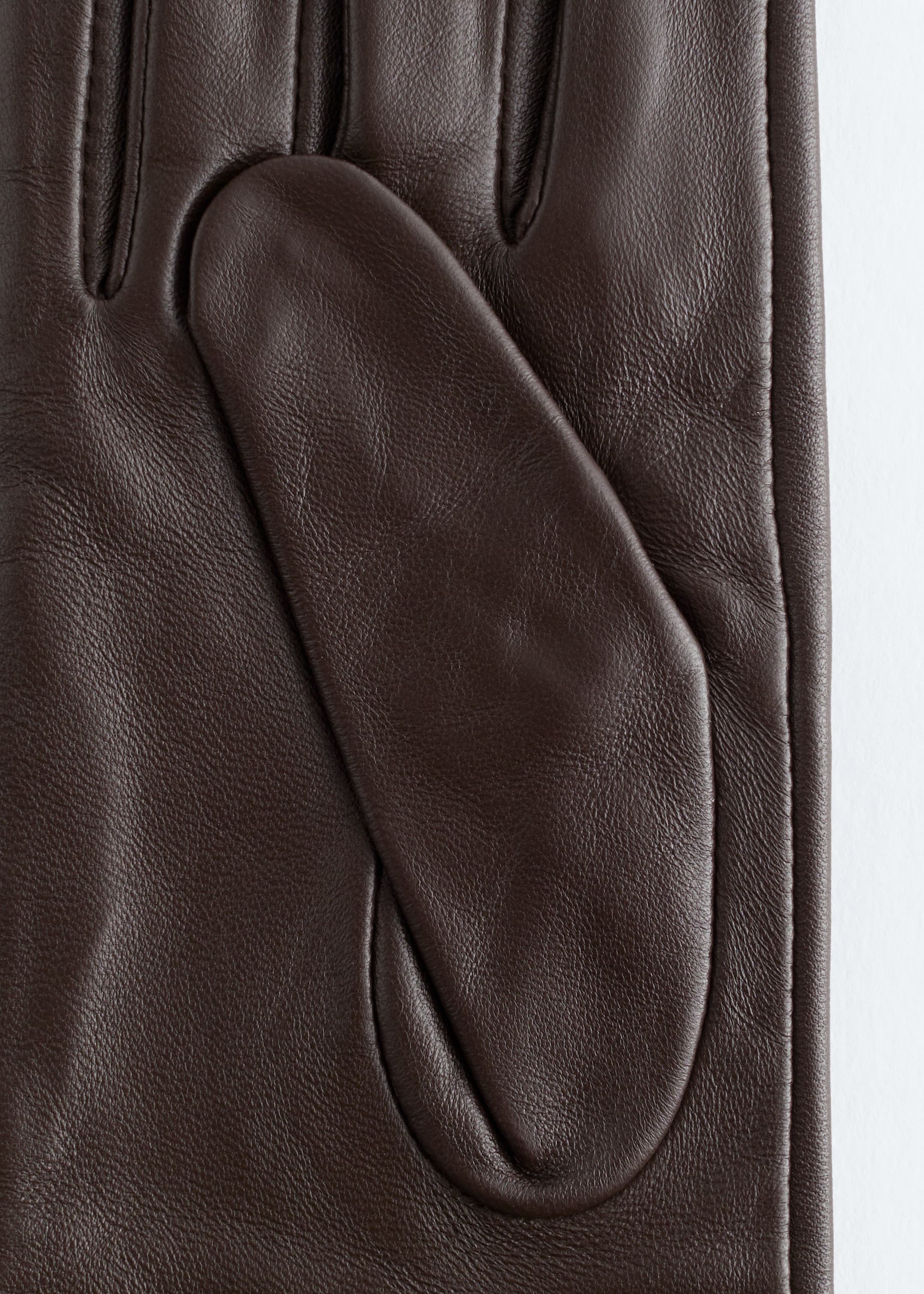 View larger image: Long Leather Gloves - Dark Brown - Ladies | H&M GB 4