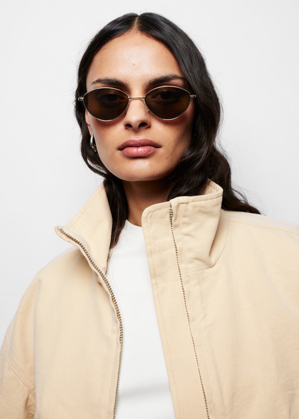 Owalne metalowe okulary przeciwsłoneczne – Czarny – Lookbook
