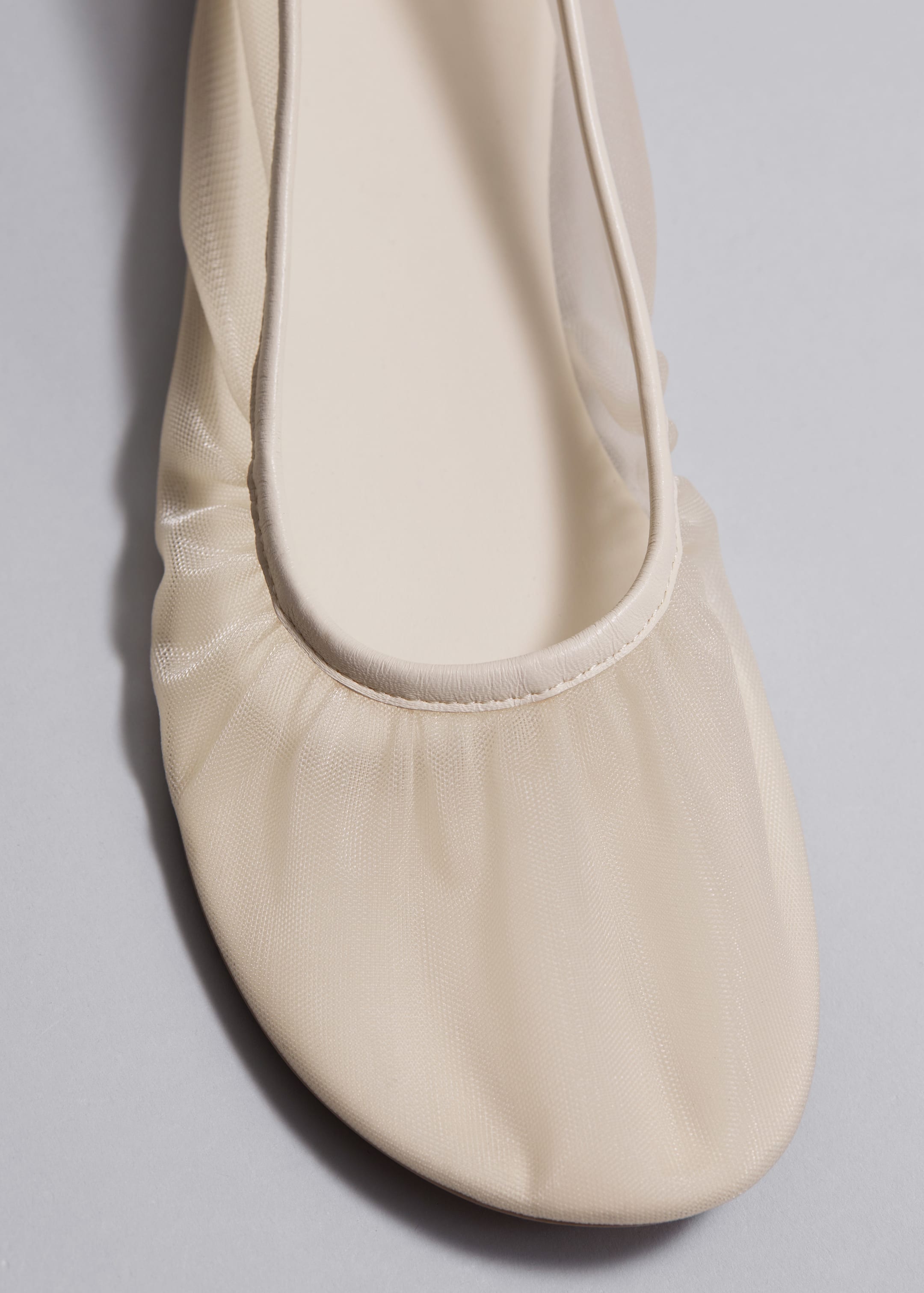 View larger image: Leather-Trimmed Mesh Ballet Flats - Cream - Ladies | H&M GB 4