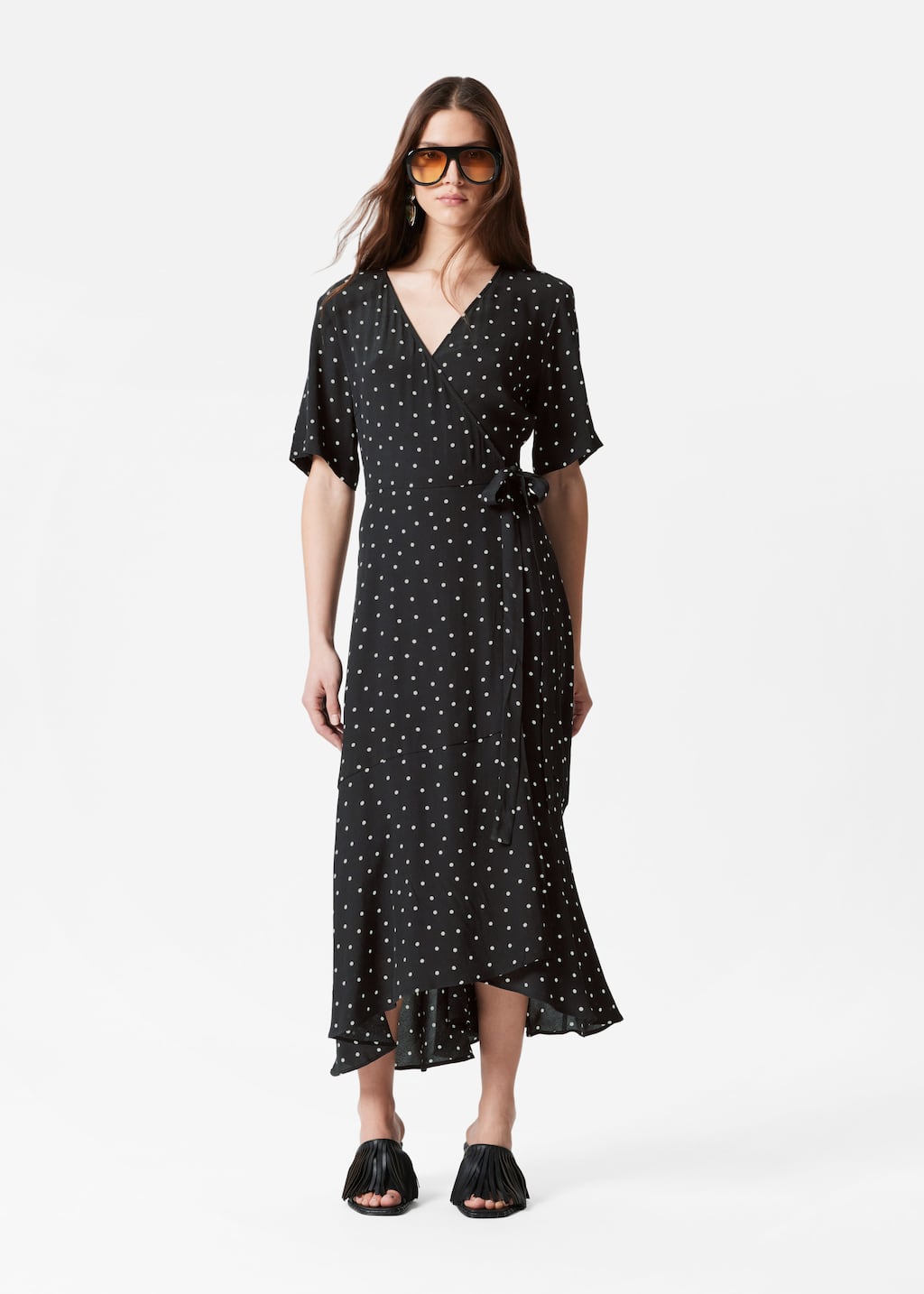 Midiklänning med omlott – Blå/blommig – lookbook
