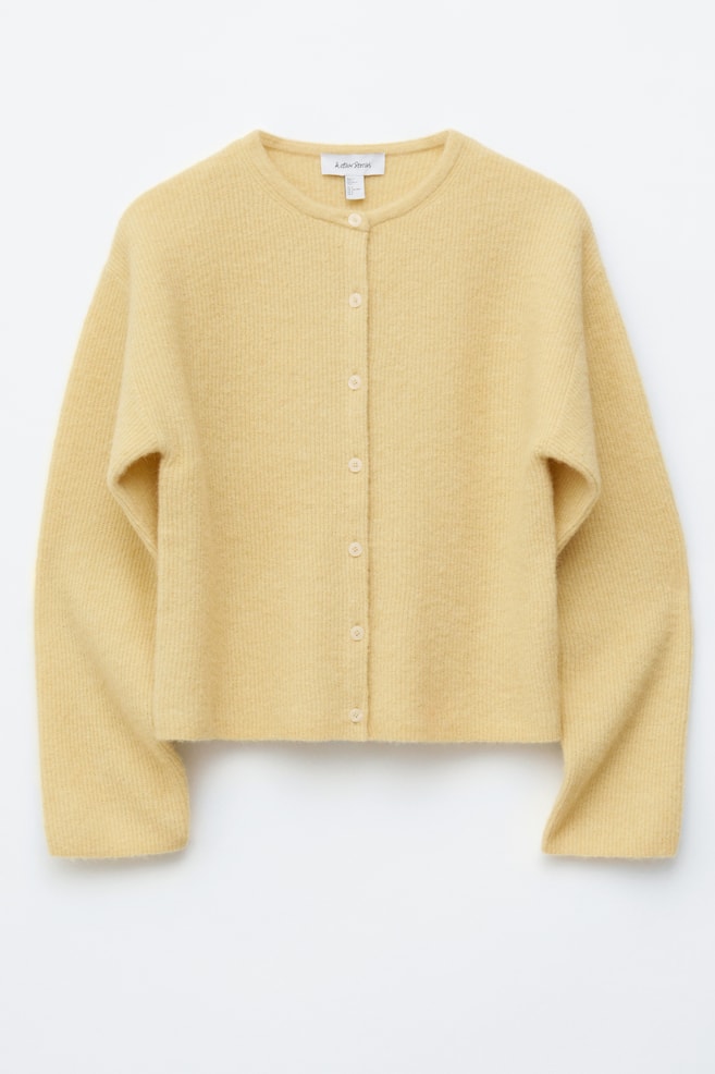 Cardigan Tricotat din Amestec de Alpaca - Galben pastel/Bej/Verde - 1