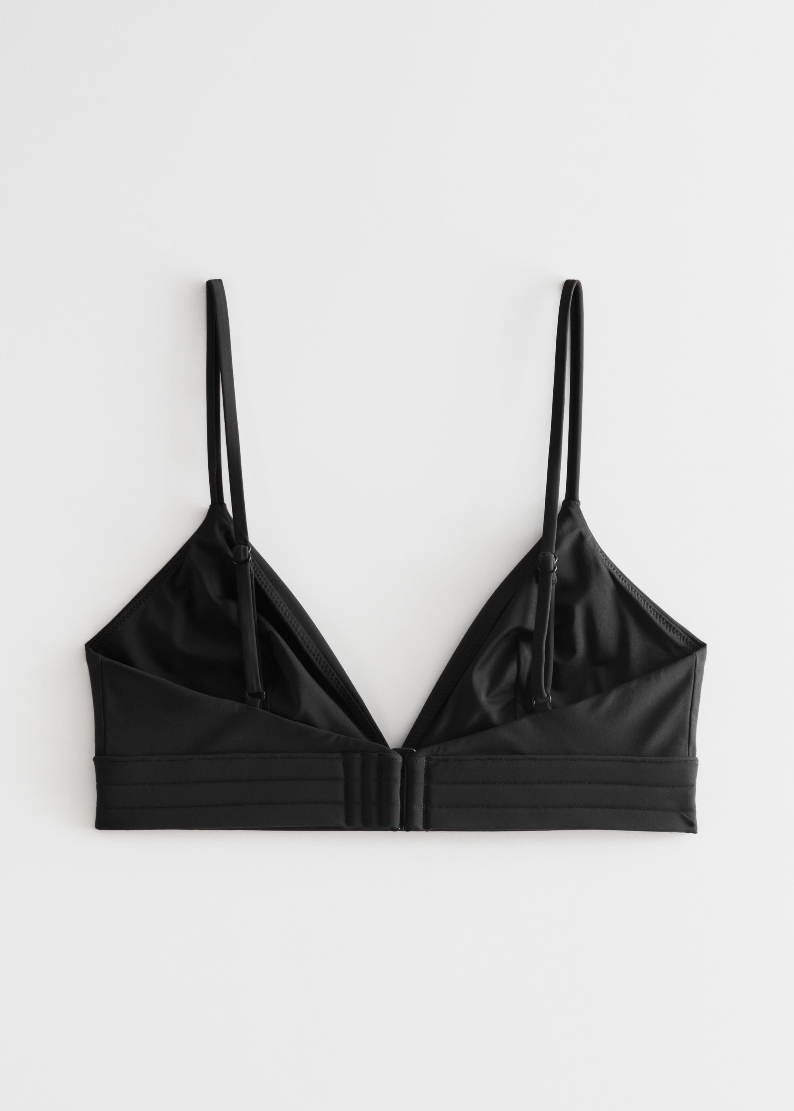 Topstitched Triangle Bikini Top - Black - Still Life