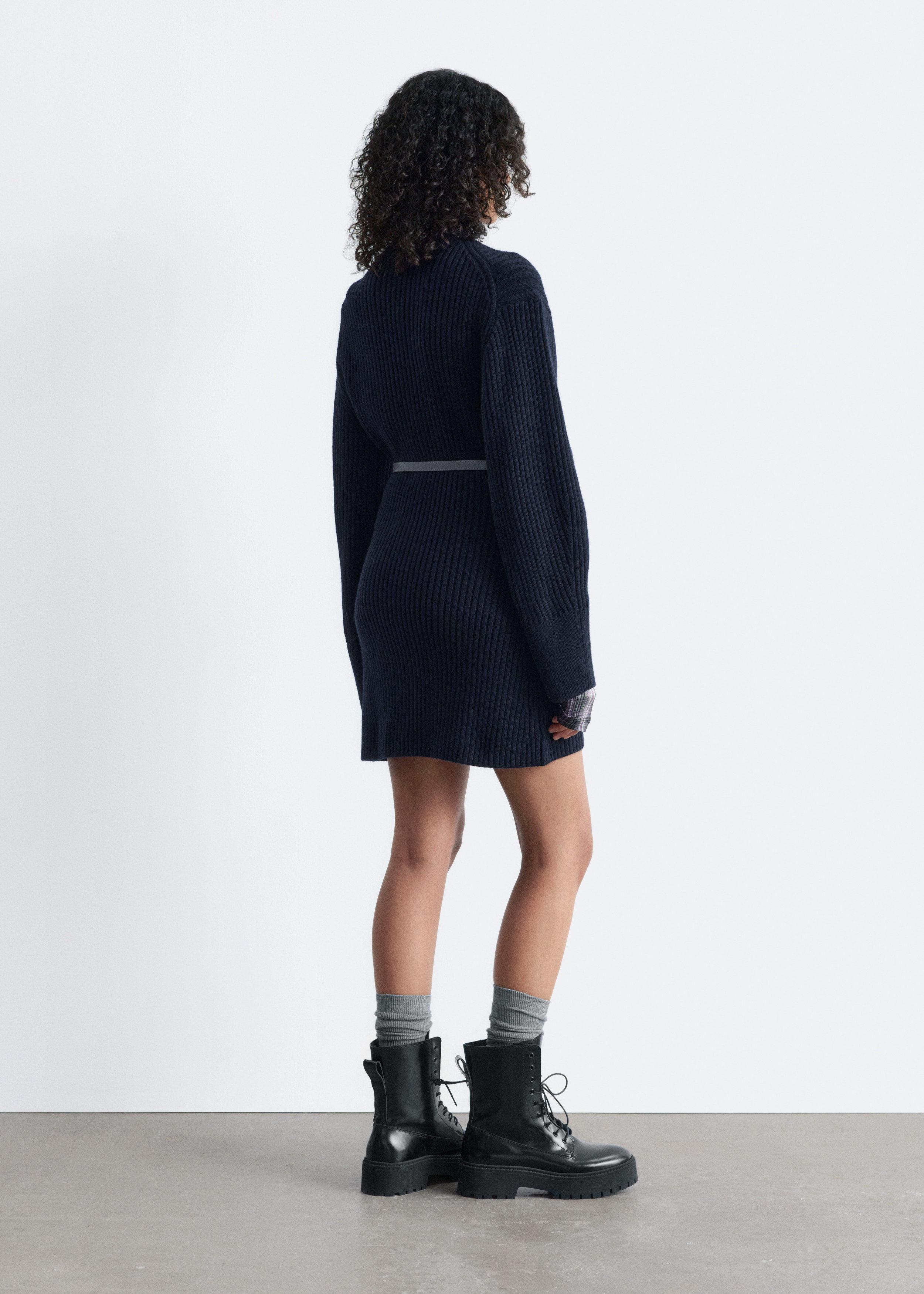 Rib-Knit Mock-Neck Mini Dress - Dark Blue - & Other Stories US