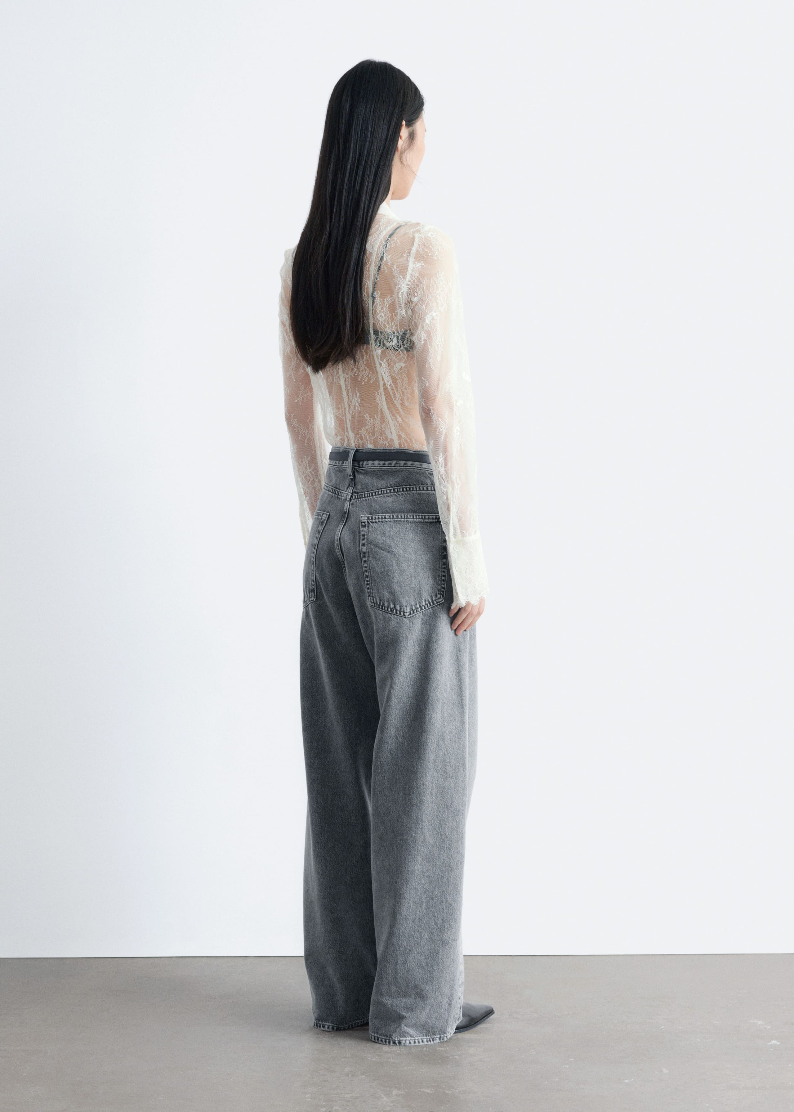 Tapered Lace Shirt - Black - Lookbook