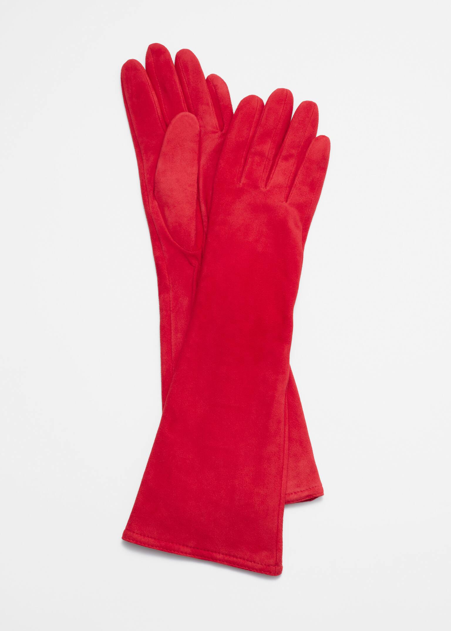 Gants en daim doublés en laine - Rouge
