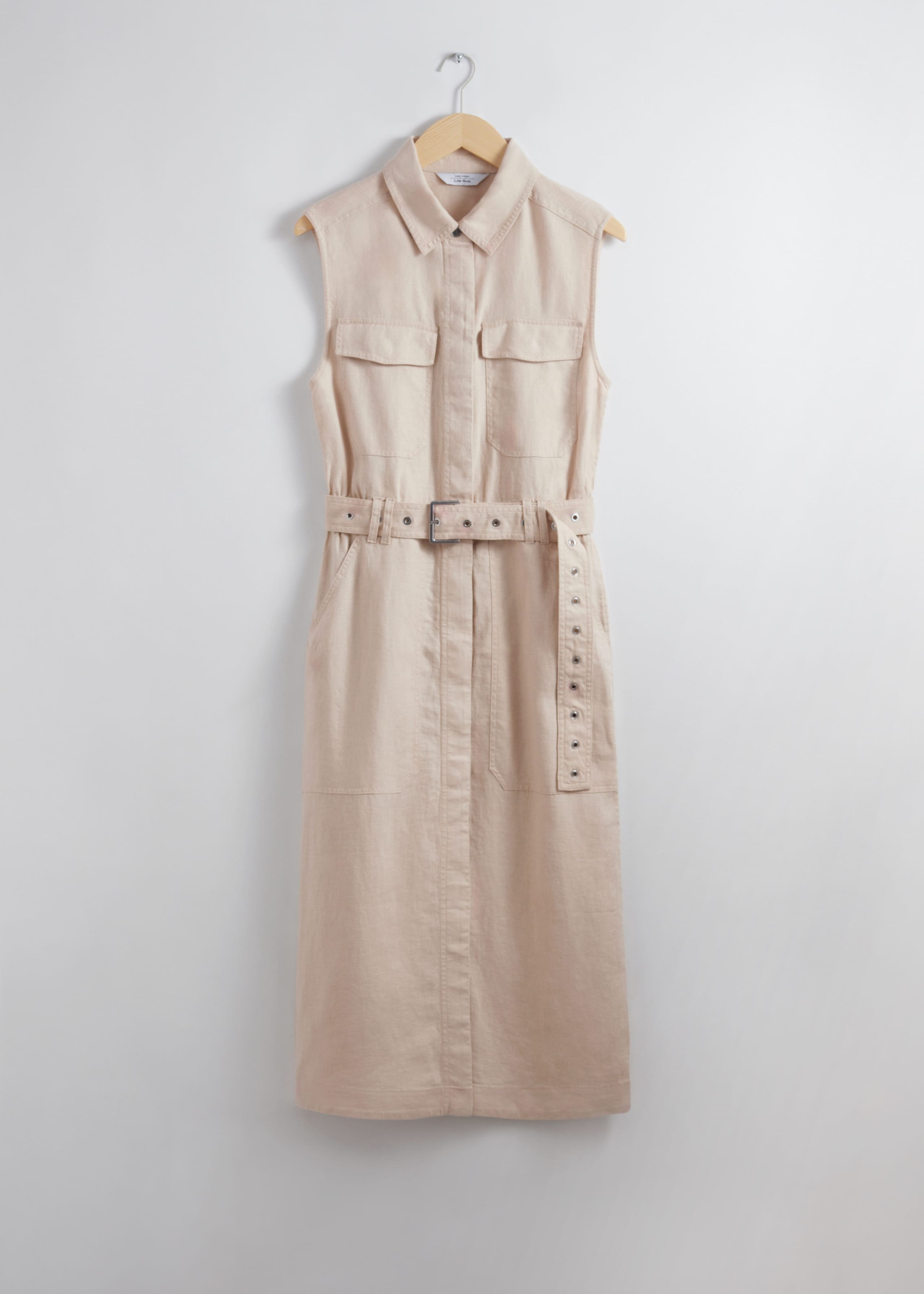 Robe midi en lin de style utilitaire - Beige - Still Life
