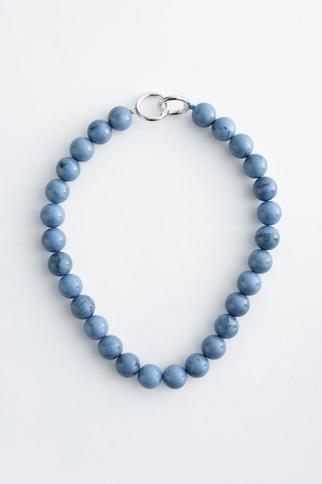 Short Stone Bead Necklace - Dusty Blue - 1