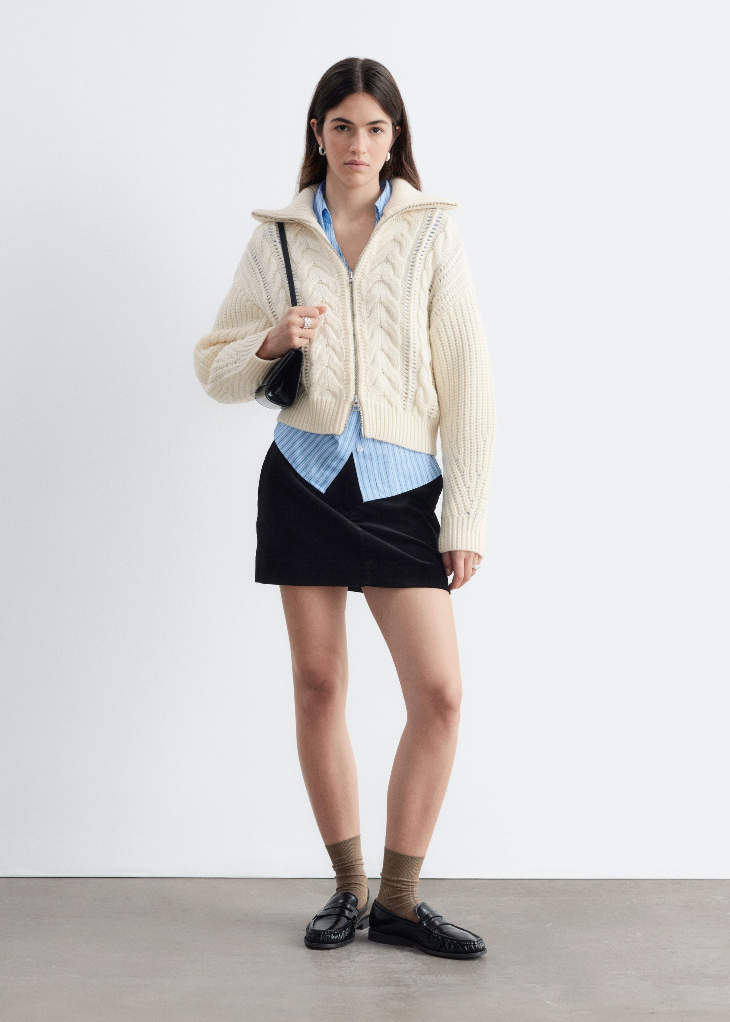 Cable-Knit Wool Cardigan - Off White - Lookbook