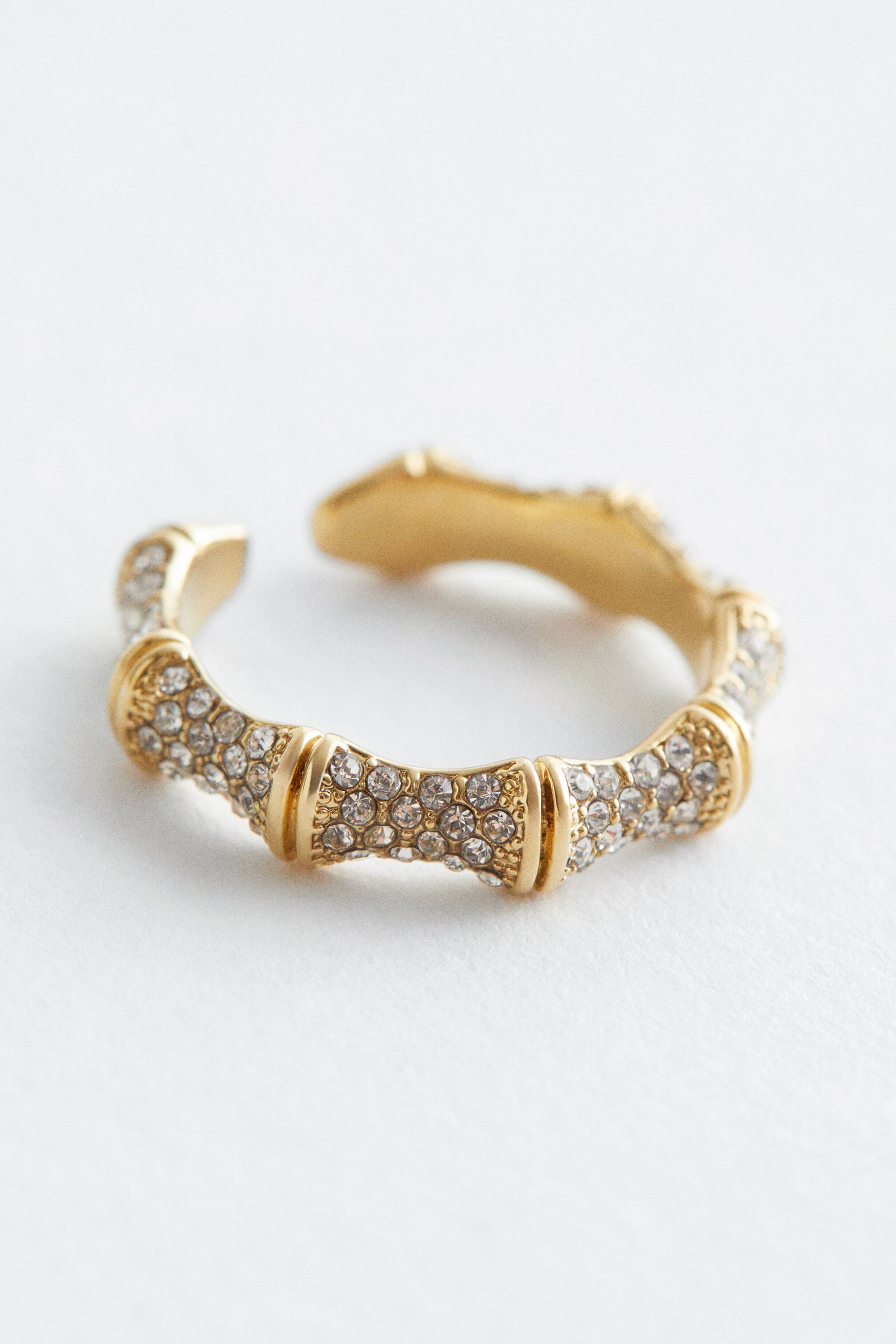 Visualizza immagine più grande: Anello con design stile bambù - Oro/Strass - DONNA | H&M IT 1