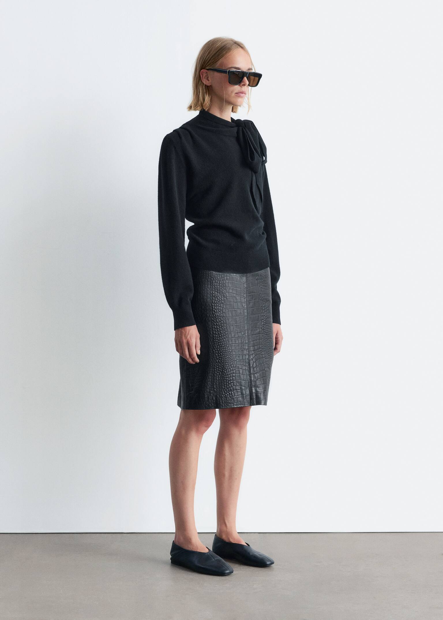 Pullover aus Merinowolle mit Bindedetail - Schwarz - 3