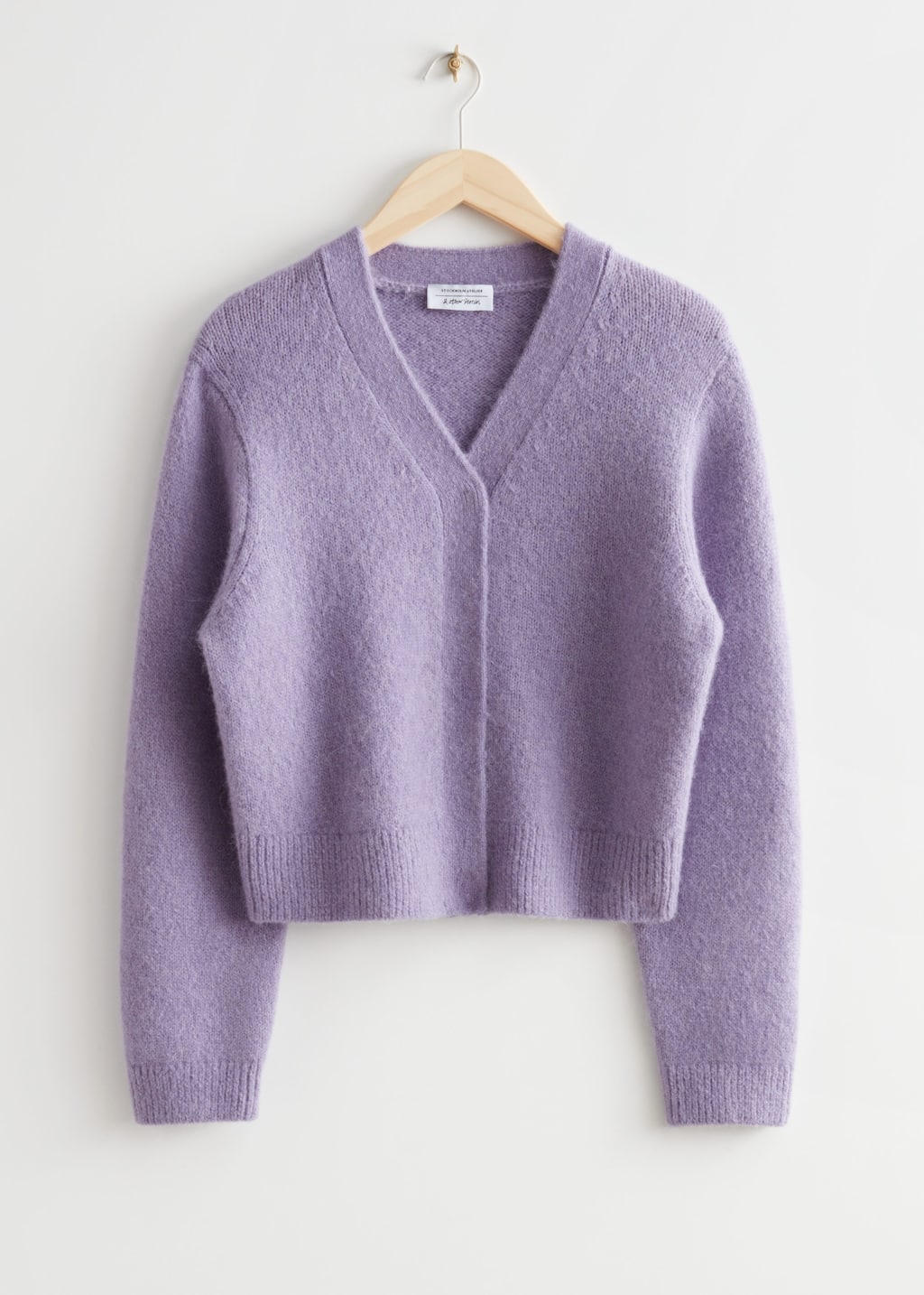 Boxy Wool Knit Cardigan – Lila – stilleben