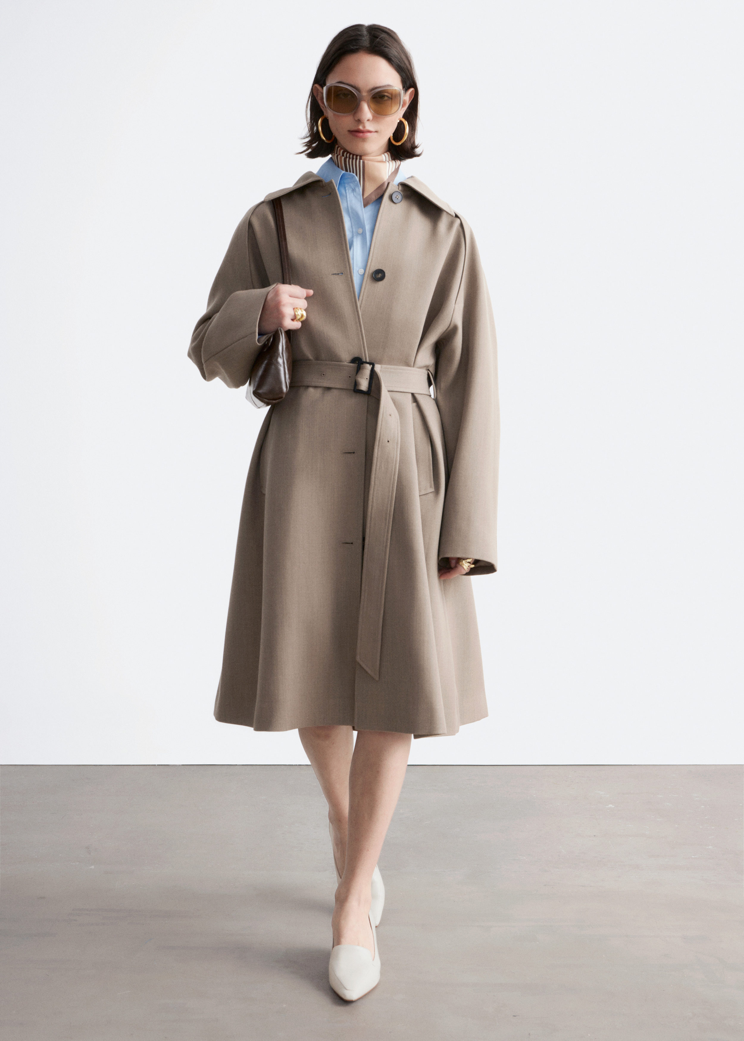 Tie-Belt Wool Trench Coat - Mole - Coats - & Other Stories US