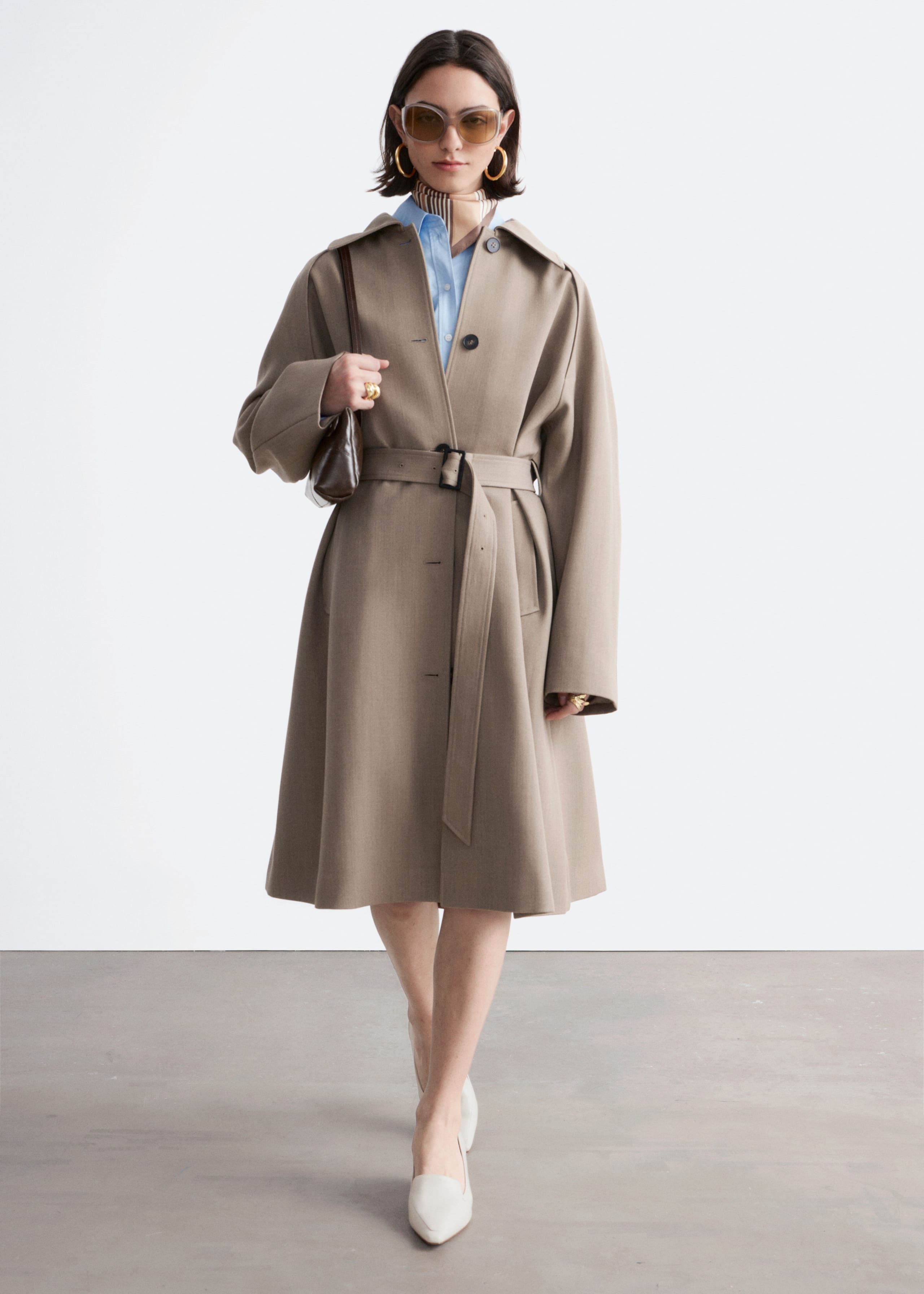 Image of Trenchcoat aus Wolle mit Bindegürtel