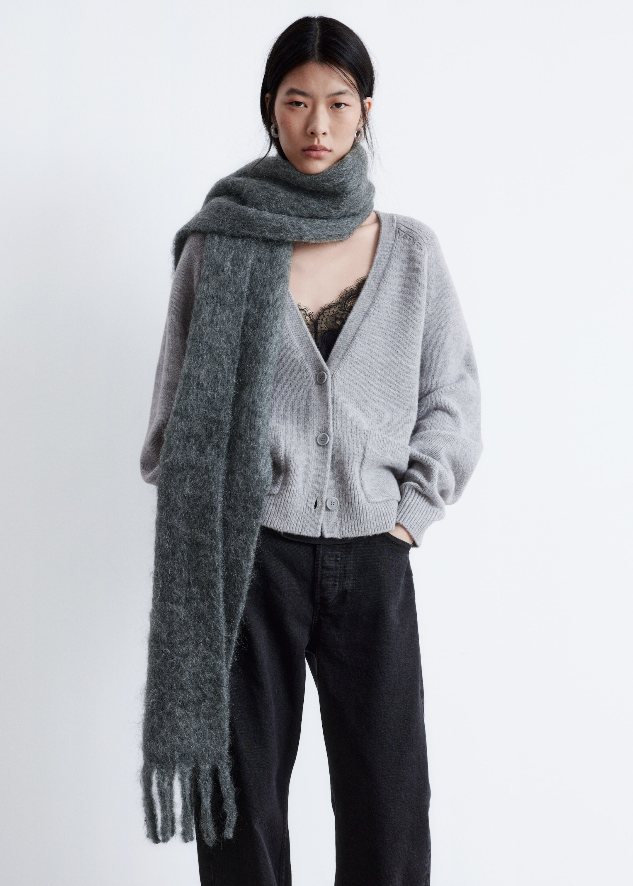 Agrandir l'image: Cardigan à poches plaquées - Gris - FEMME | H&M FR 1