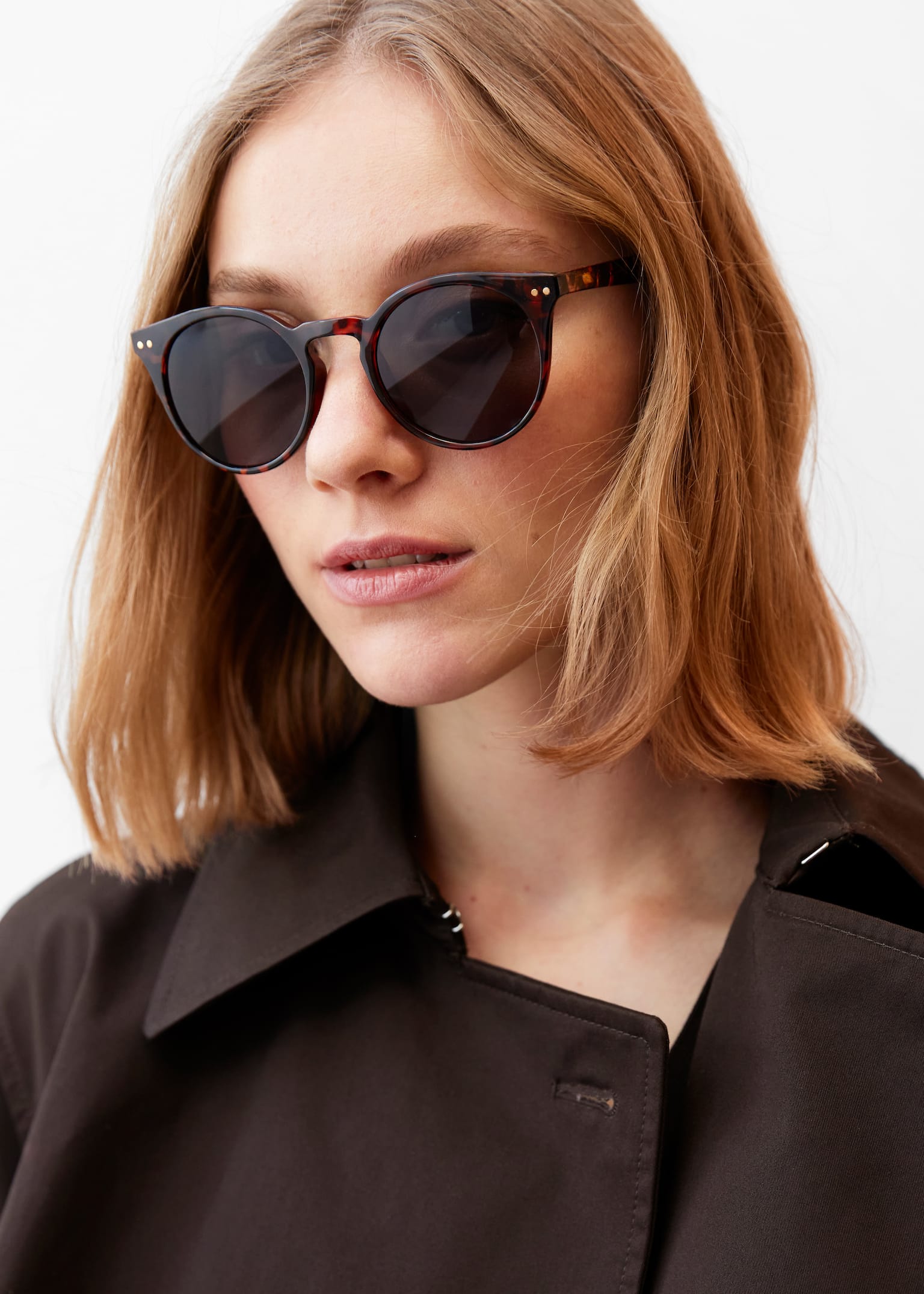 Klassische Sonnenbrille mit rundem Rahmen - Braun/Beige